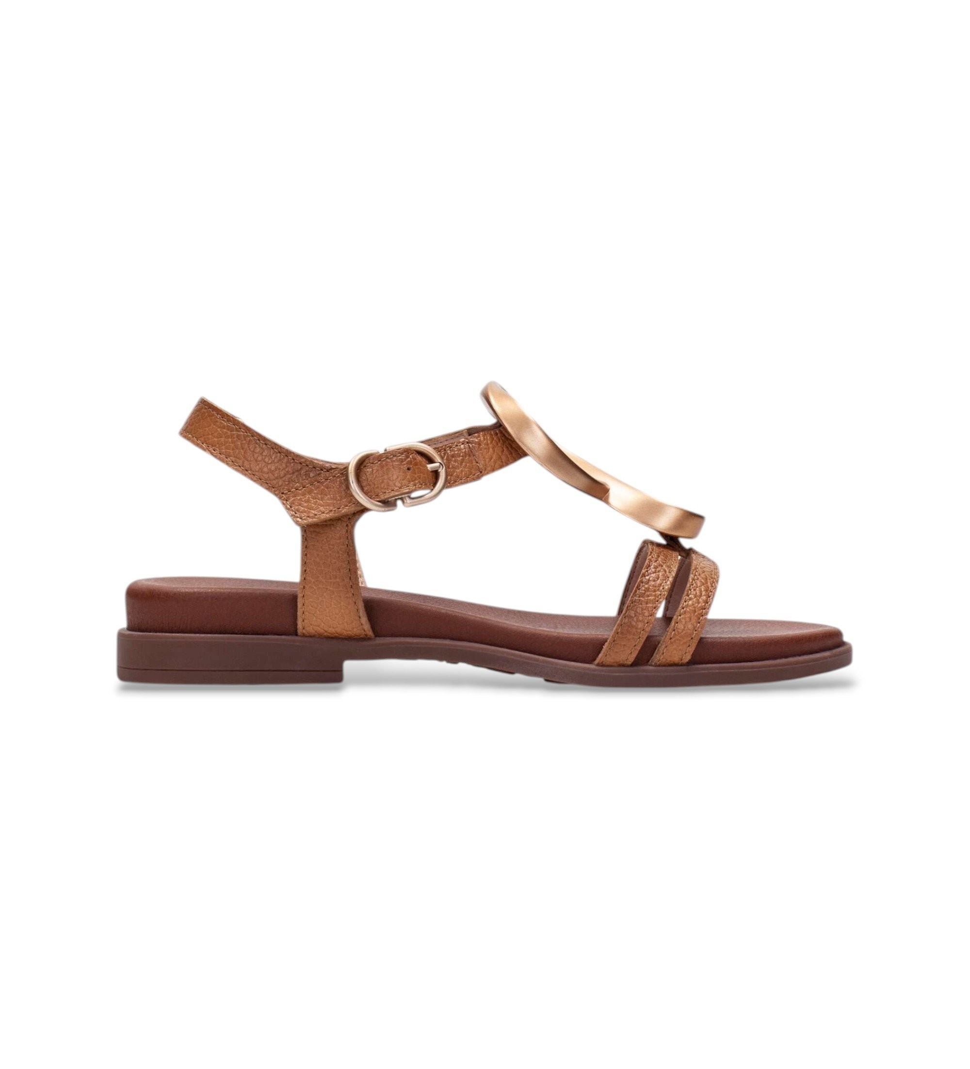 Hispanitas für Damen. HV264765 Braune Bali-Sandalen (37), Leder, Wohnung, 1 bis 3 cm, Schnalle, Lässig