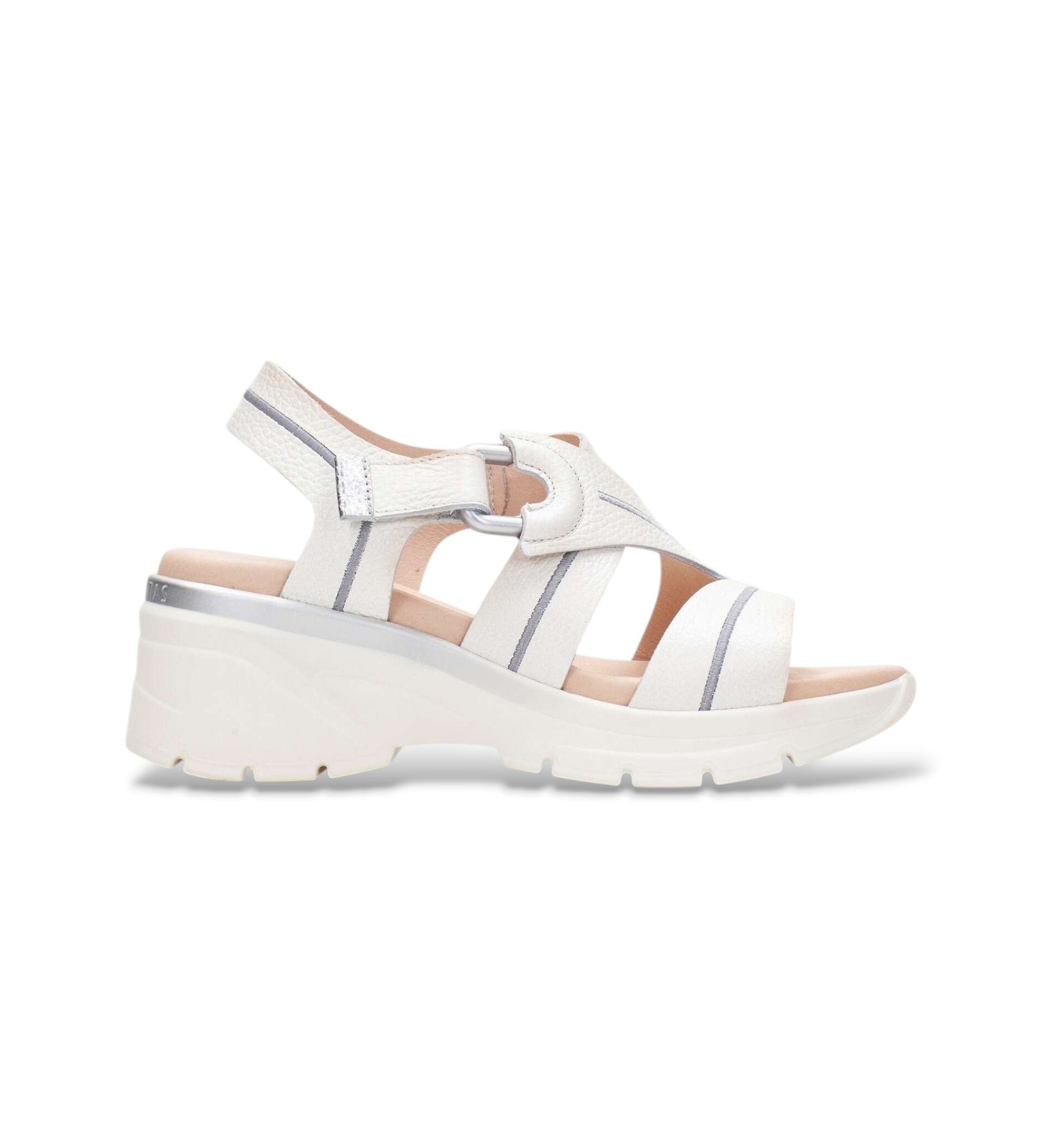 Hispanitas für Damen. HV264570 Off-white Zedernsandalen (40), Leder, Weiß, 3 bis 5 cm, Klettverschluss, Lässig