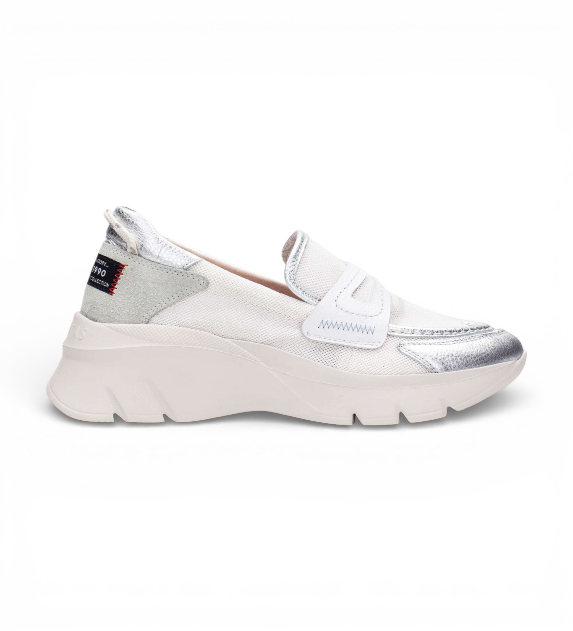 Hispanitas für Damen. HV254001 Turnschuhe Habana silber (39), Leder, Weiß, 3 bis 5 cm, Keine, Lässig