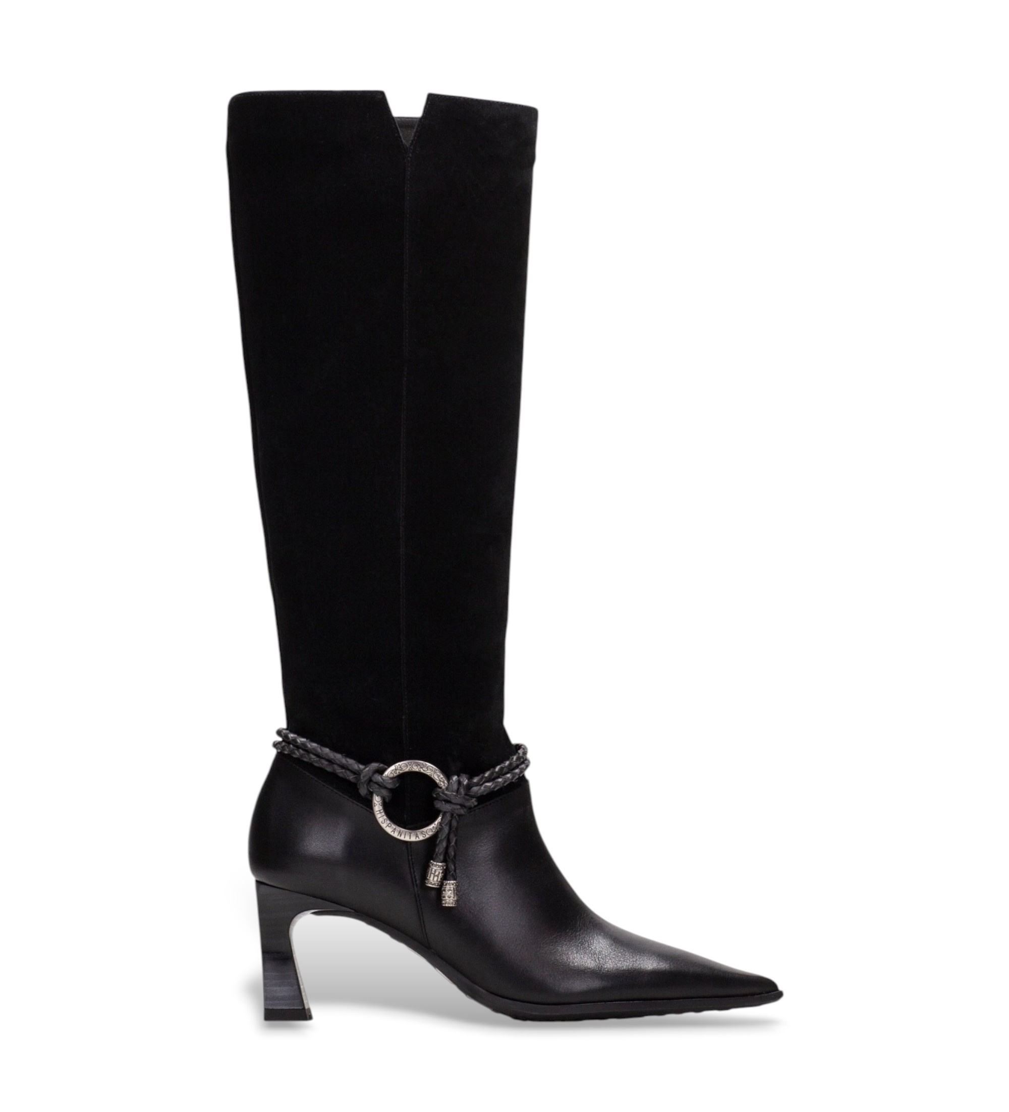 Hispanitasvoor vrouwen. HI265123 Zwarte leren laarzen Paris (41), Leer, 5 tot 8 cm, Ritssluiting, Casual