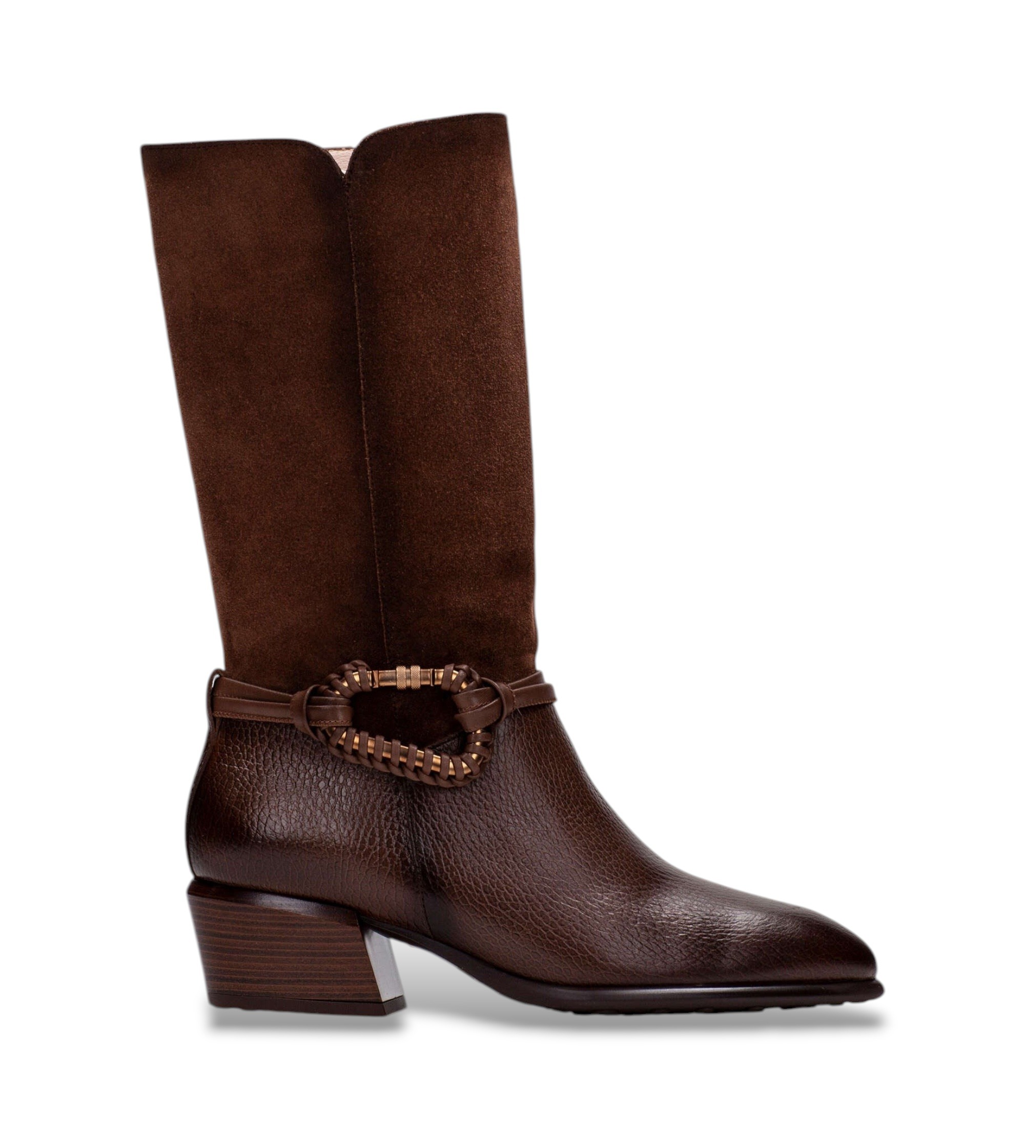 Hispanitas für Damen. PHI254298 Braune Lederstiefel Verona (38), 3 bis 5 cm, Keine, Lässig