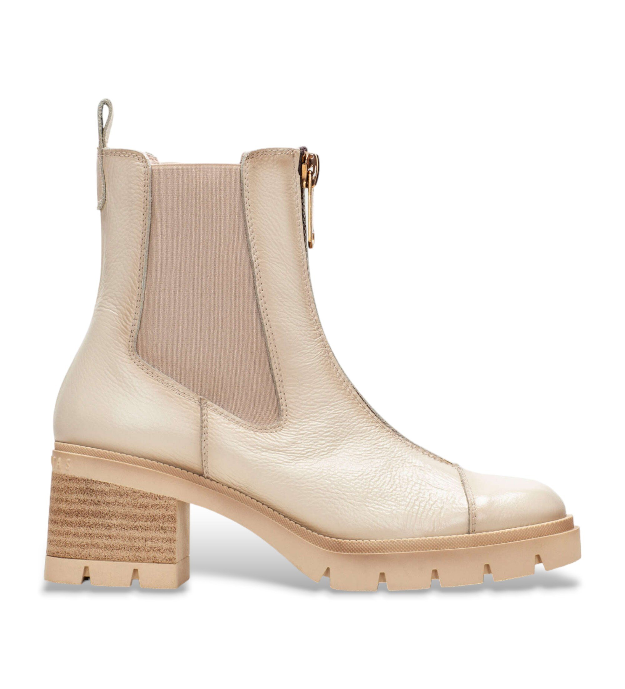 Hispanitas für Damen. HI243636 Beigefarbene Chelsea-Stiefeletten aus Leder (41), 5 bis 8 cm, Reißverschluss, Lässig