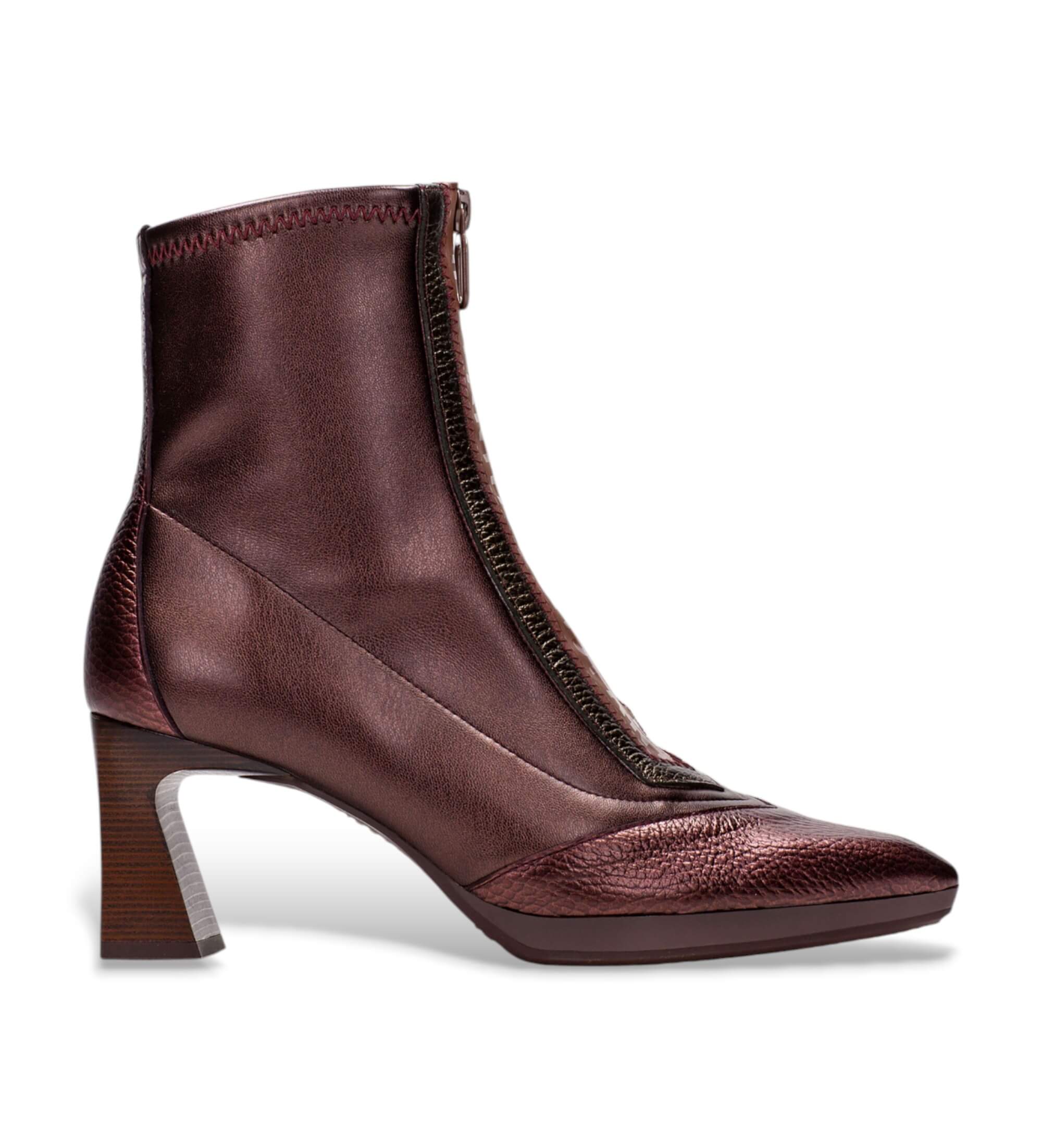 Hispanitas für Damen. CHI254186 Atlanta burgunderrote Lederstiefeletten burgunderrot (38), 5 bis 8 cm, Reißverschluss, Lässig, Bordeaux