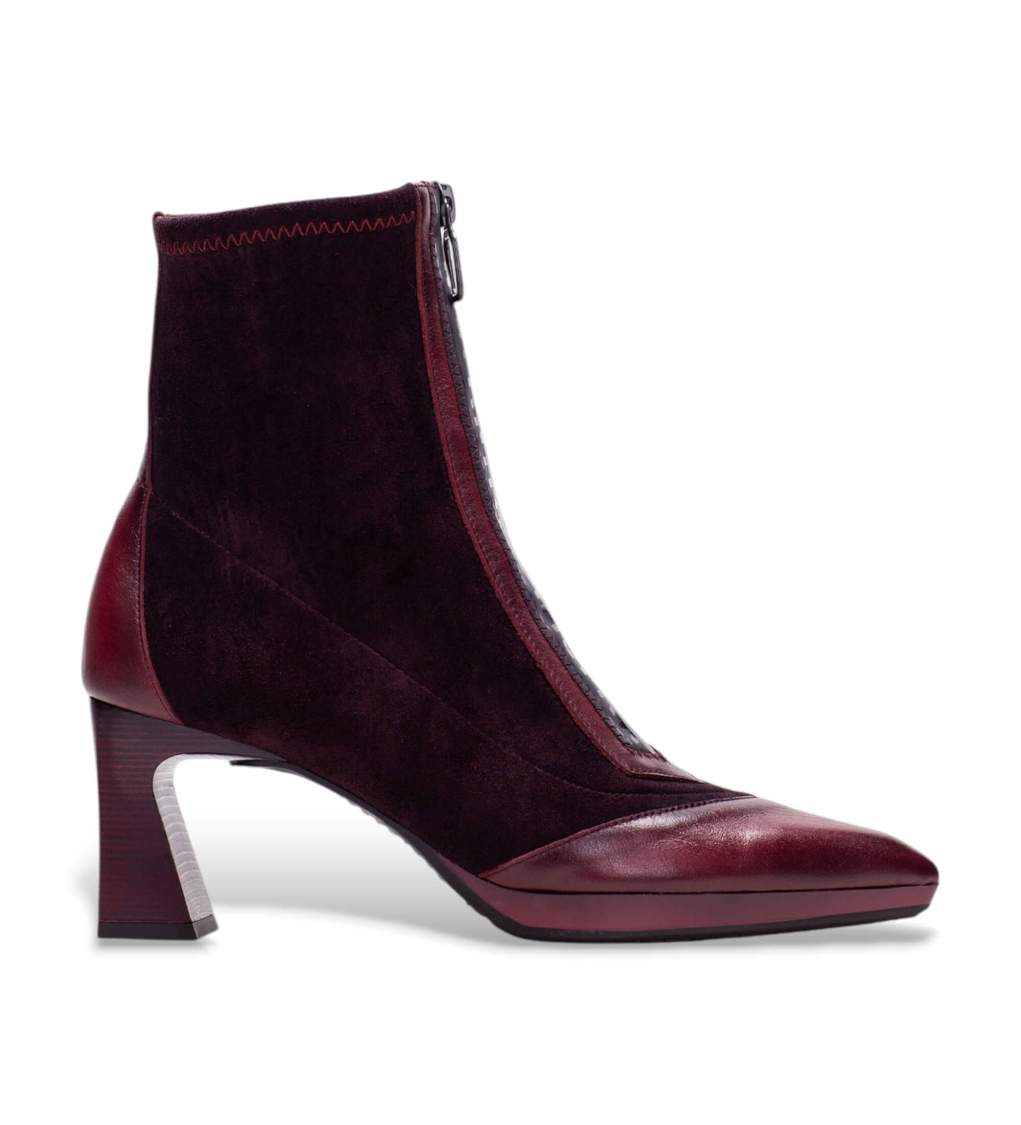 Hispanitas für Damen. HI254186 Atlanta Soho burgunderfarbene Lederstiefeletten (37), 3 bis 5 cm, Reißverschluss, Lässig, Bordeaux
