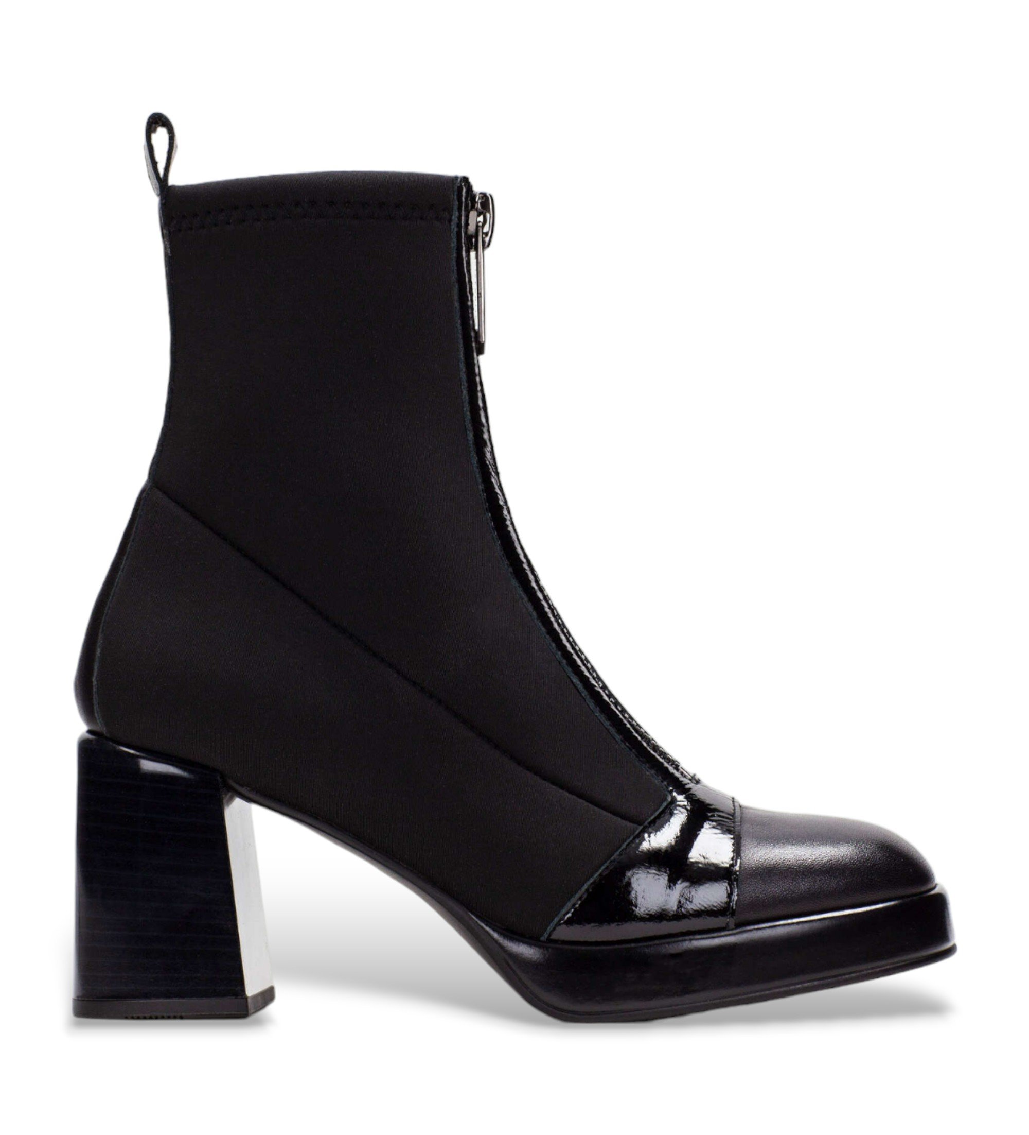 Hispanitas für Damen. HI243658 Schwarze Blockstiefeletten aus Leder (38), 8 bis 10 cm, Reißverschluss, Lässig