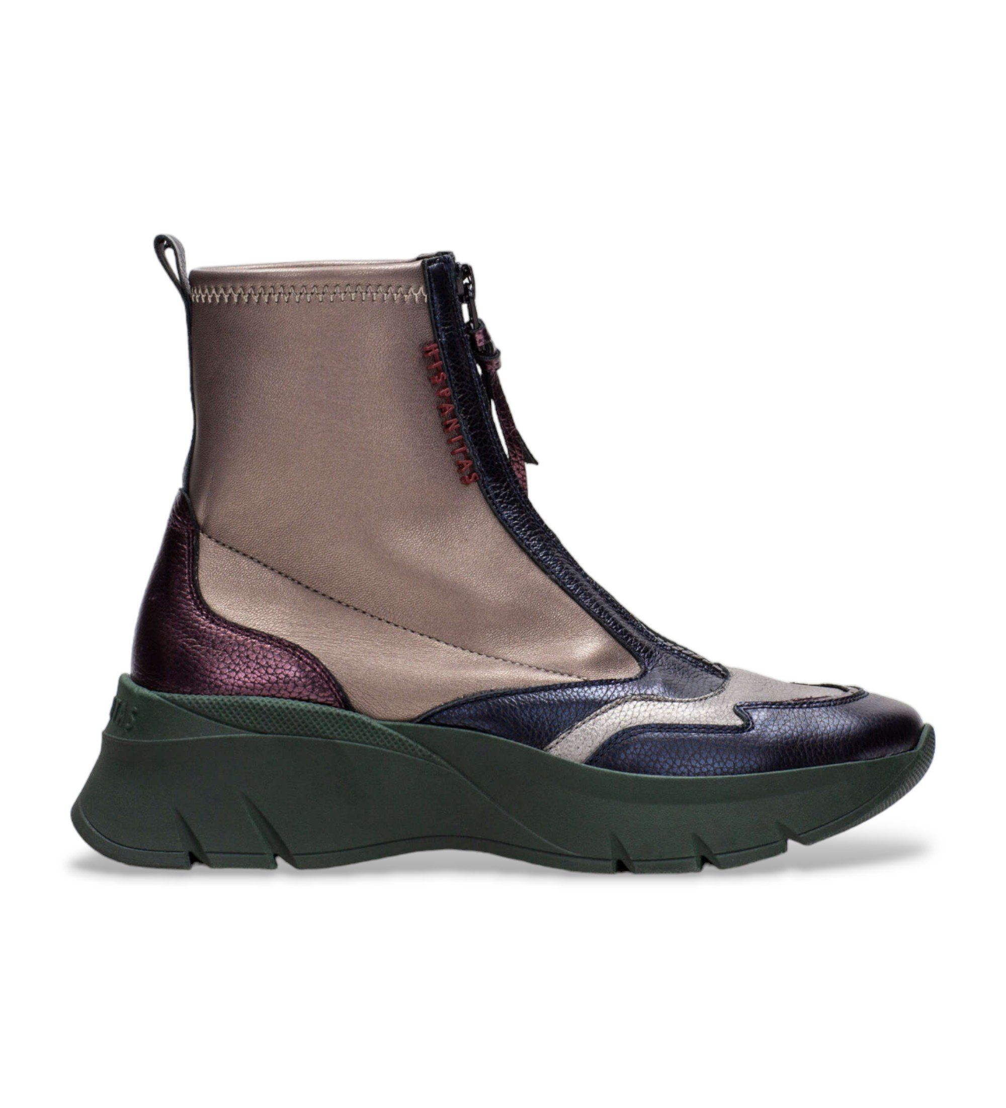 Hispanitas für Damen. CHI243628 Bronzefarbene Sportstiefeletten aus Leder (41), 3 bis 5 cm, Reißverschluss, Lässig