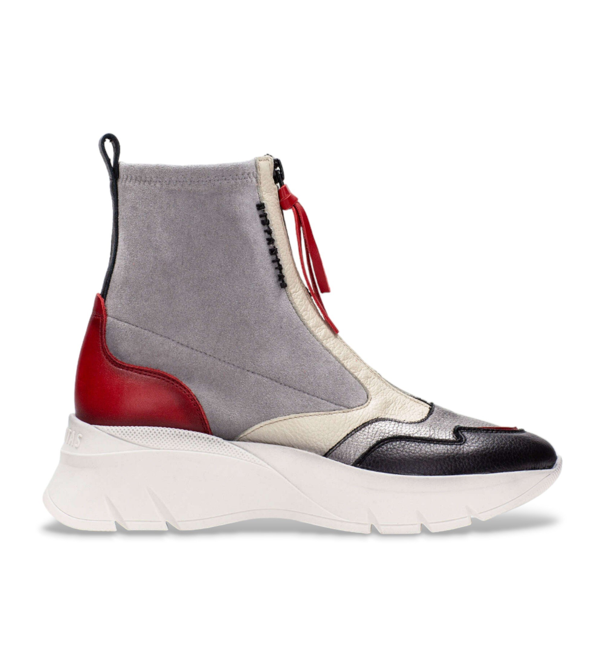 Hispanitas für Damen. CHI243628 Sportliche Lederstiefelette grau, mehrfarbig (39), 3 bis 5 cm, Reißverschluss, Lässig