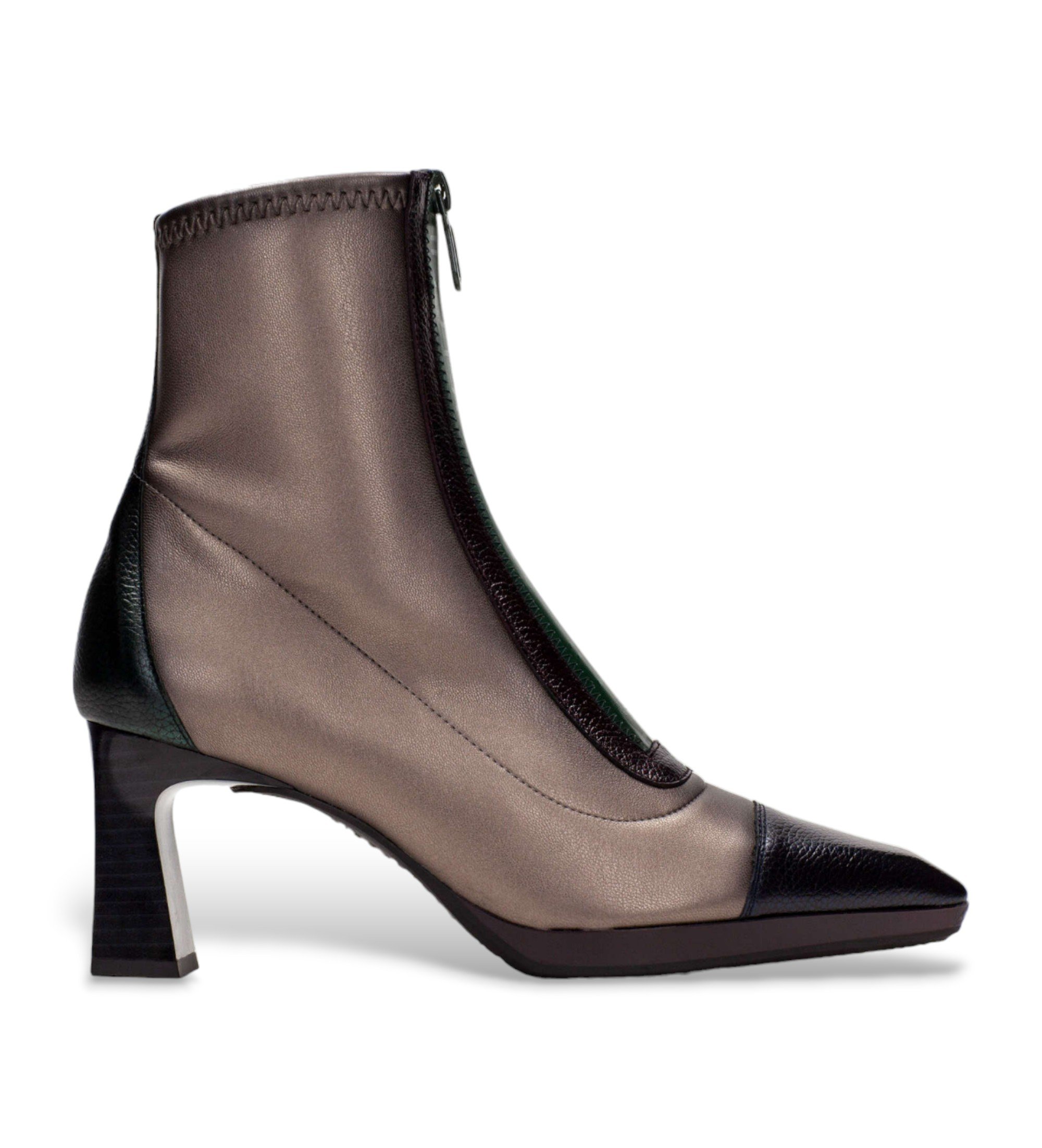 Hispanitas für Damen. CHI243714 Bronzene Stretch-Stiefeletten aus Leder (41), 5 bis 8 cm, Reißverschluss, Lässig