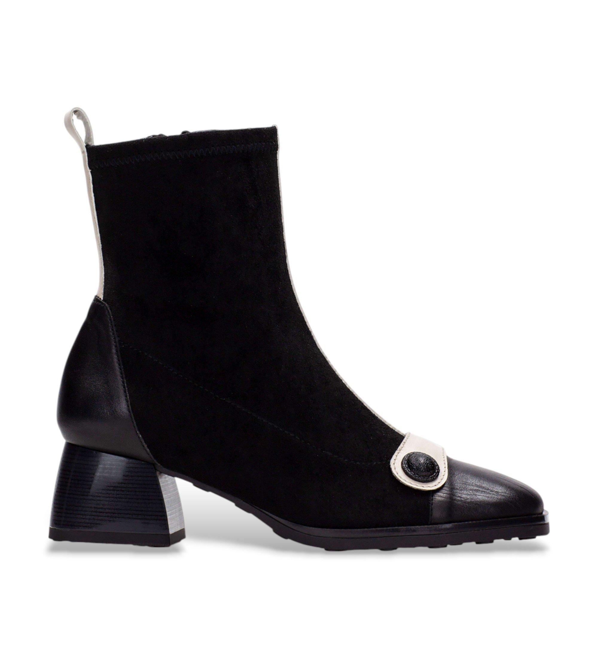 Hispanitas für Damen. BHI254219 Schwarze Veloursleder-Stiefeletten (36), 1 bis 3 cm, Reißverschluss, Lässig