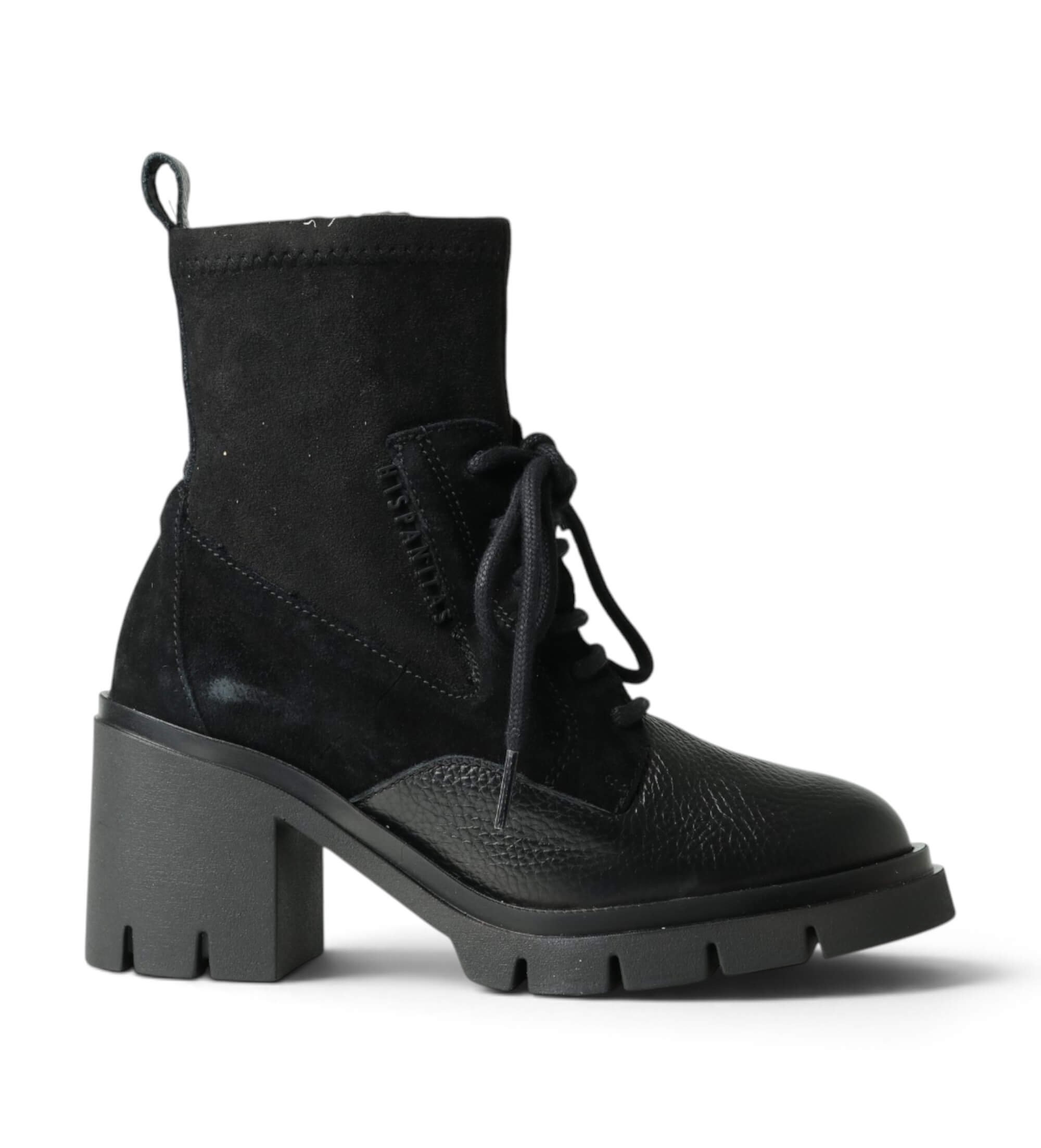 Hispanitas für Damen. HI254281 Rock Zurich Lederstiefeletten schwarz (40), 5 bis 8 cm, Schnürsenkel, Reißverschluss, Lässig