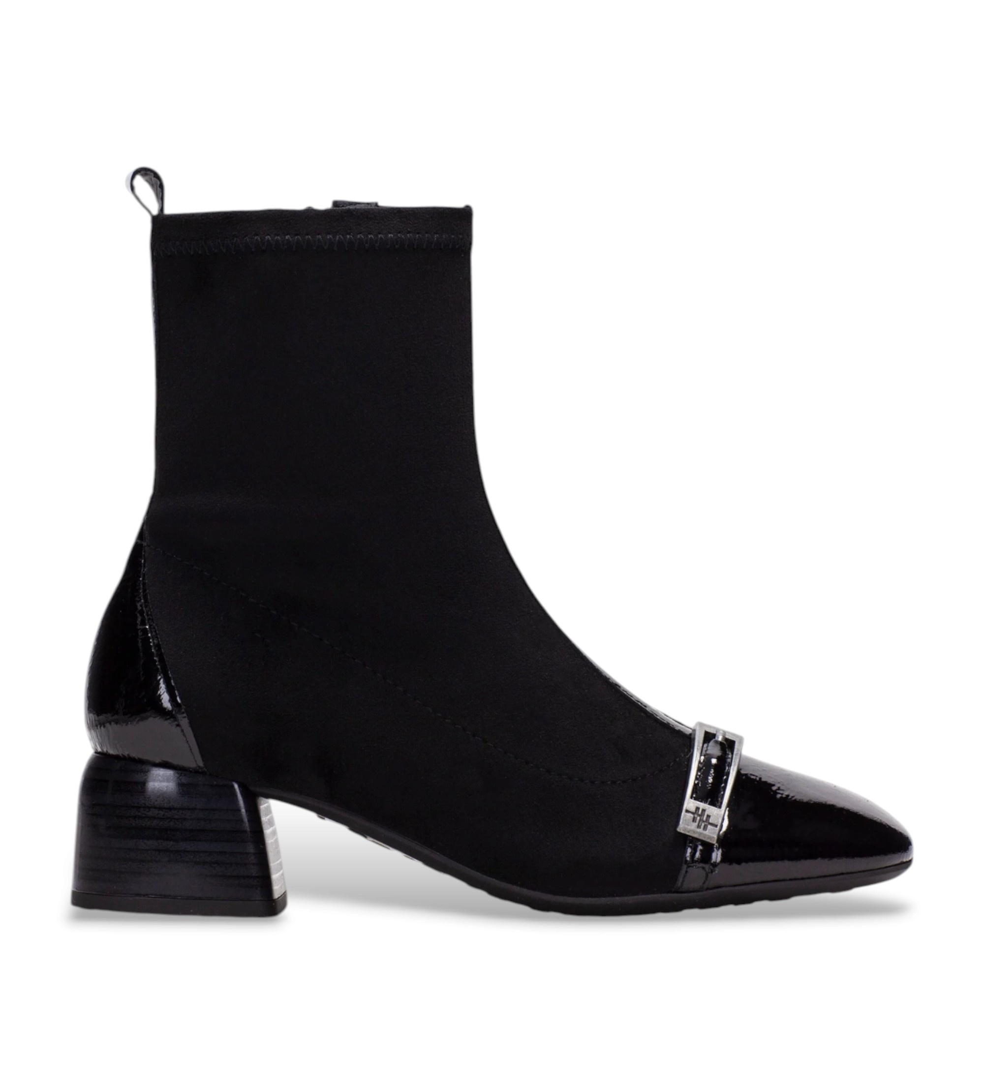 Hispanitasvoor vrouwen. HI265016 Zwarte leren enkellaarsjes Varsovia (38), Stof, 3 tot 5 cm, Ritssluiting, Casual