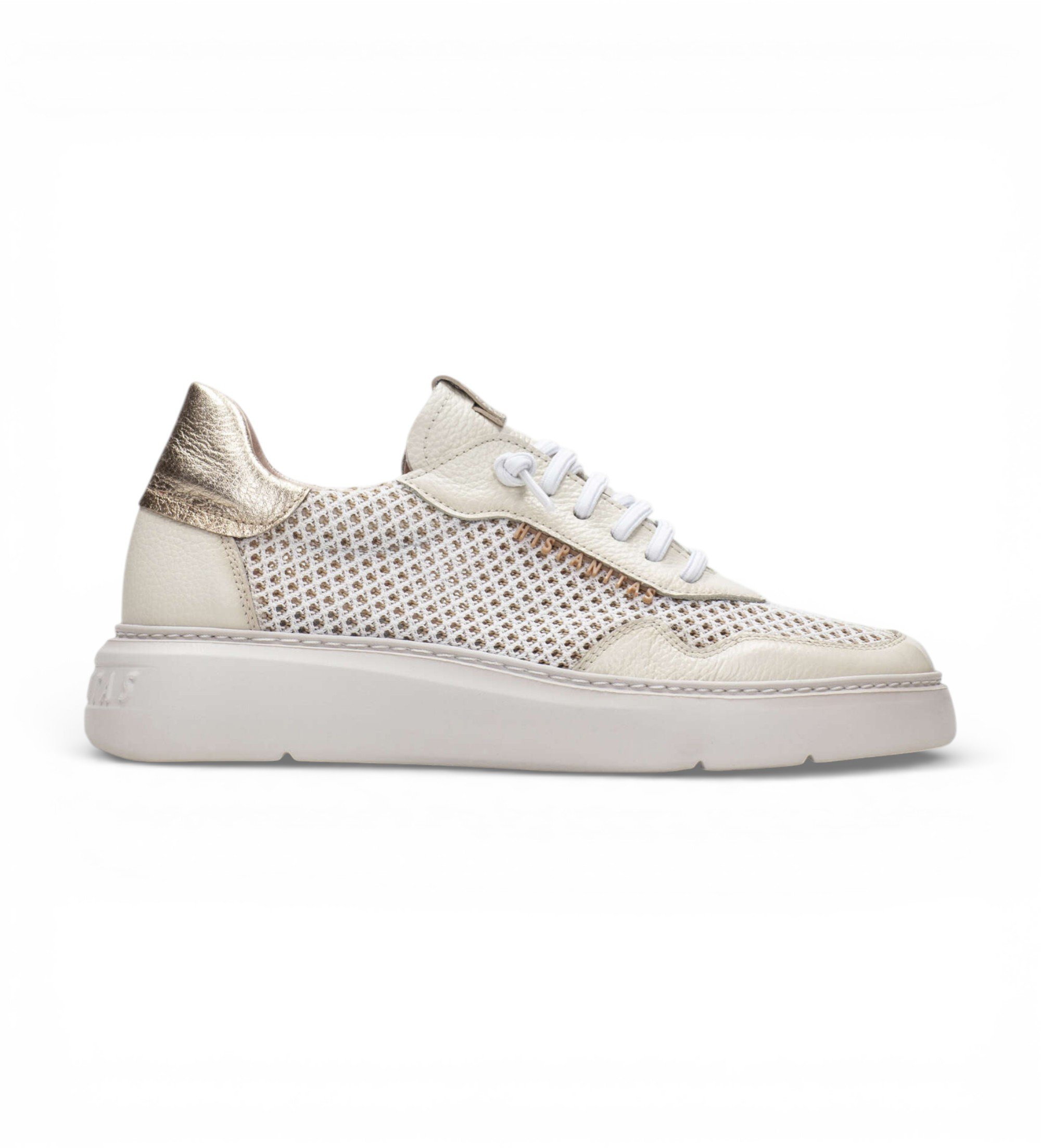 Hispanitas für Damen. HV243412 Turnschuhe Oceania off-white (40), Leder, Weiß, Wohnung, Schnürsenkel, Lässig