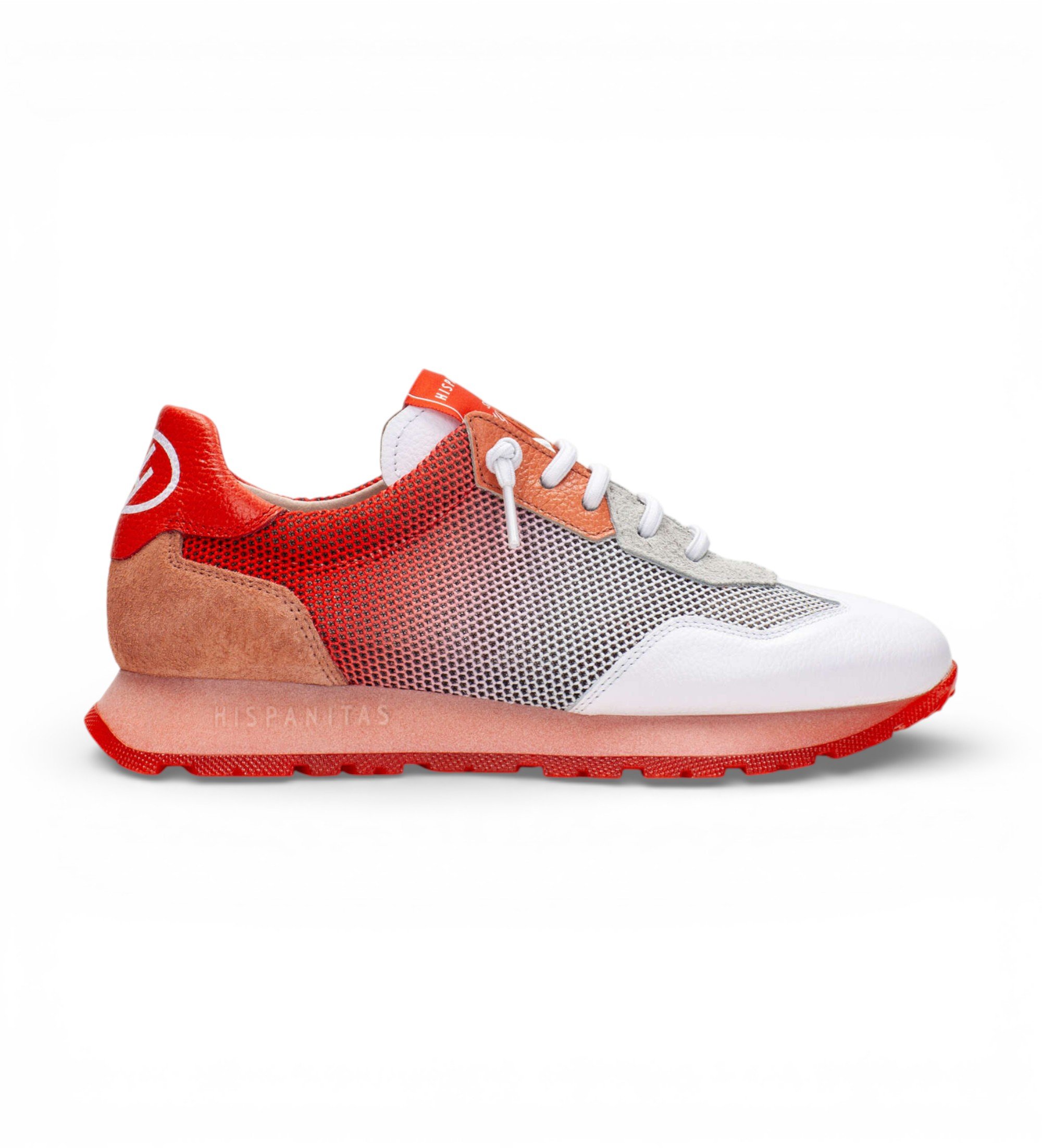 Hispanitas für Damen. BHV253869 Turnschuhe Kansas weiß (37), Leder, Rot, Wohnung, Schnürsenkel, Lässig