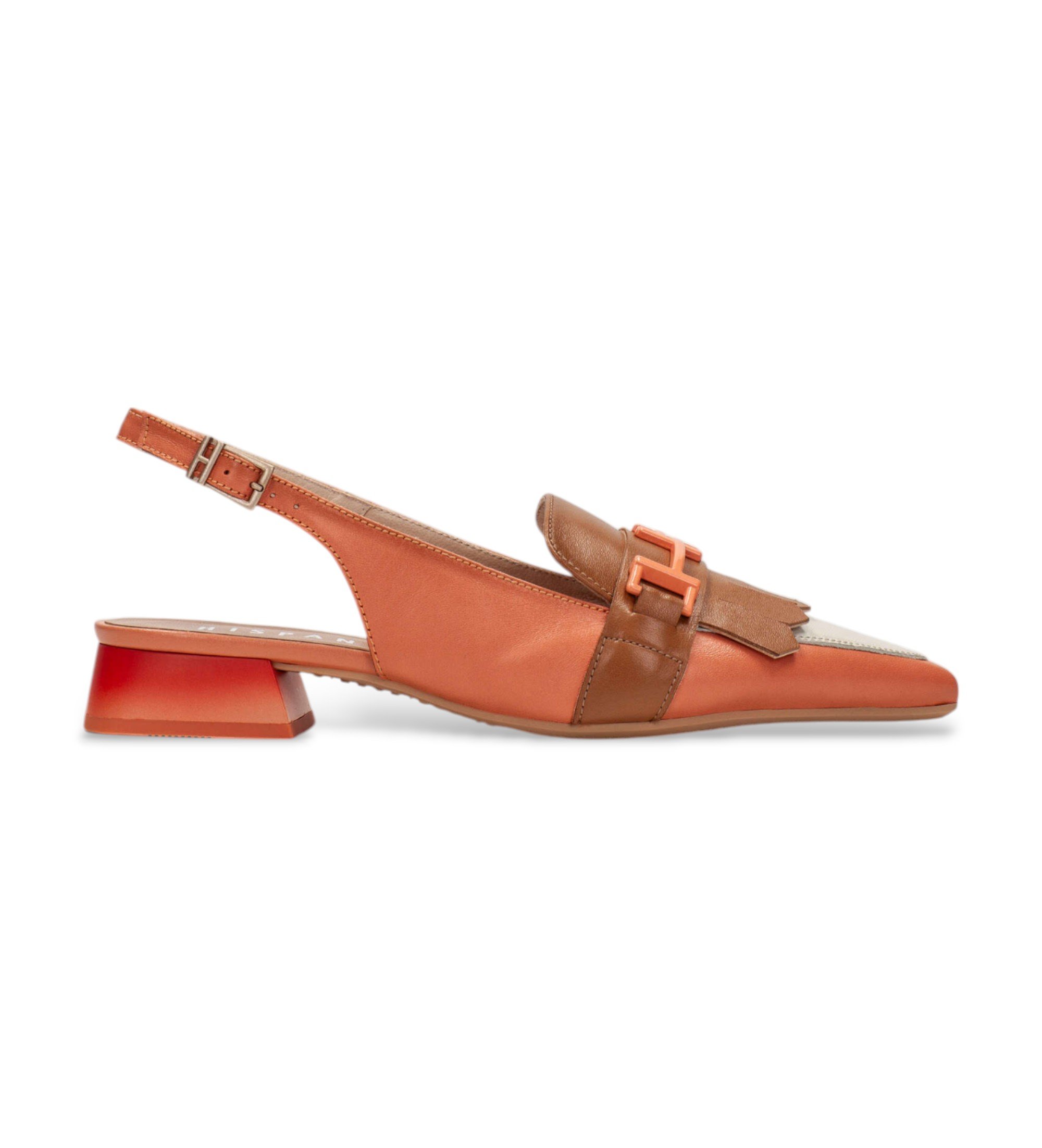 Hispanitas für Damen. CHV253817 Dali Schuhe aus korallenrotem Leder (36), 1 bis 3 cm, 3 bis 5 cm, Keine, Schnalle, Lässig, Orange