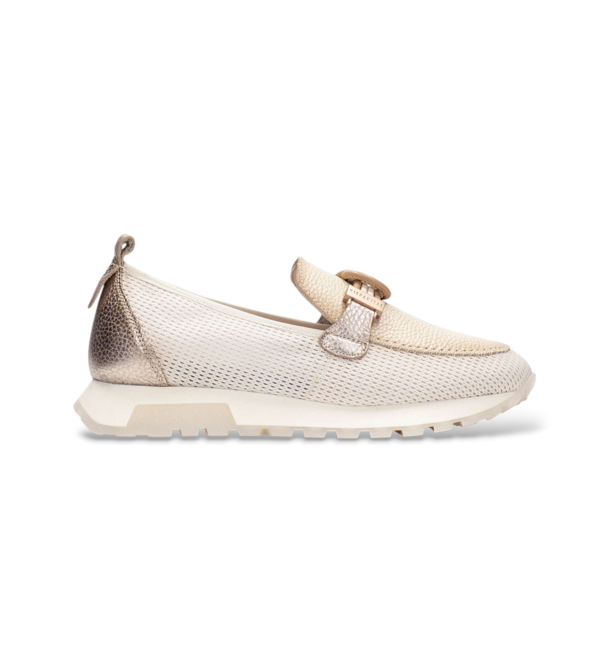 Hispanitas für Damen. HV264857 Turnschuhe Oregon off-white (38), Leder, Beige, Wohnung, 1 bis 3 cm, Keine, Lässig