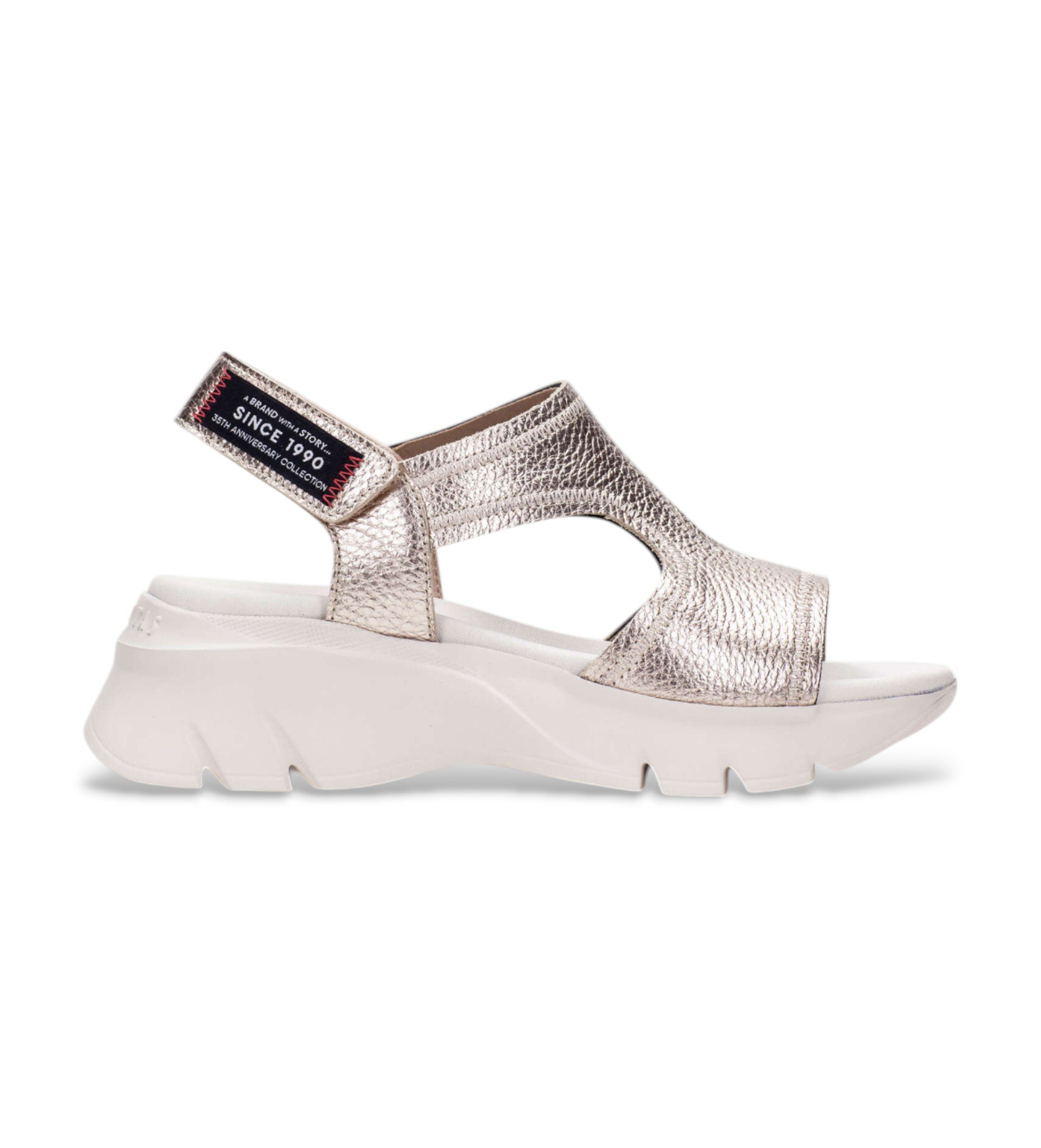 Hispanitas für Damen. HV254010 Goldene Dakar-Sandalen (40), Leder, 5 bis 8 cm, Klettverschluss, Lässig