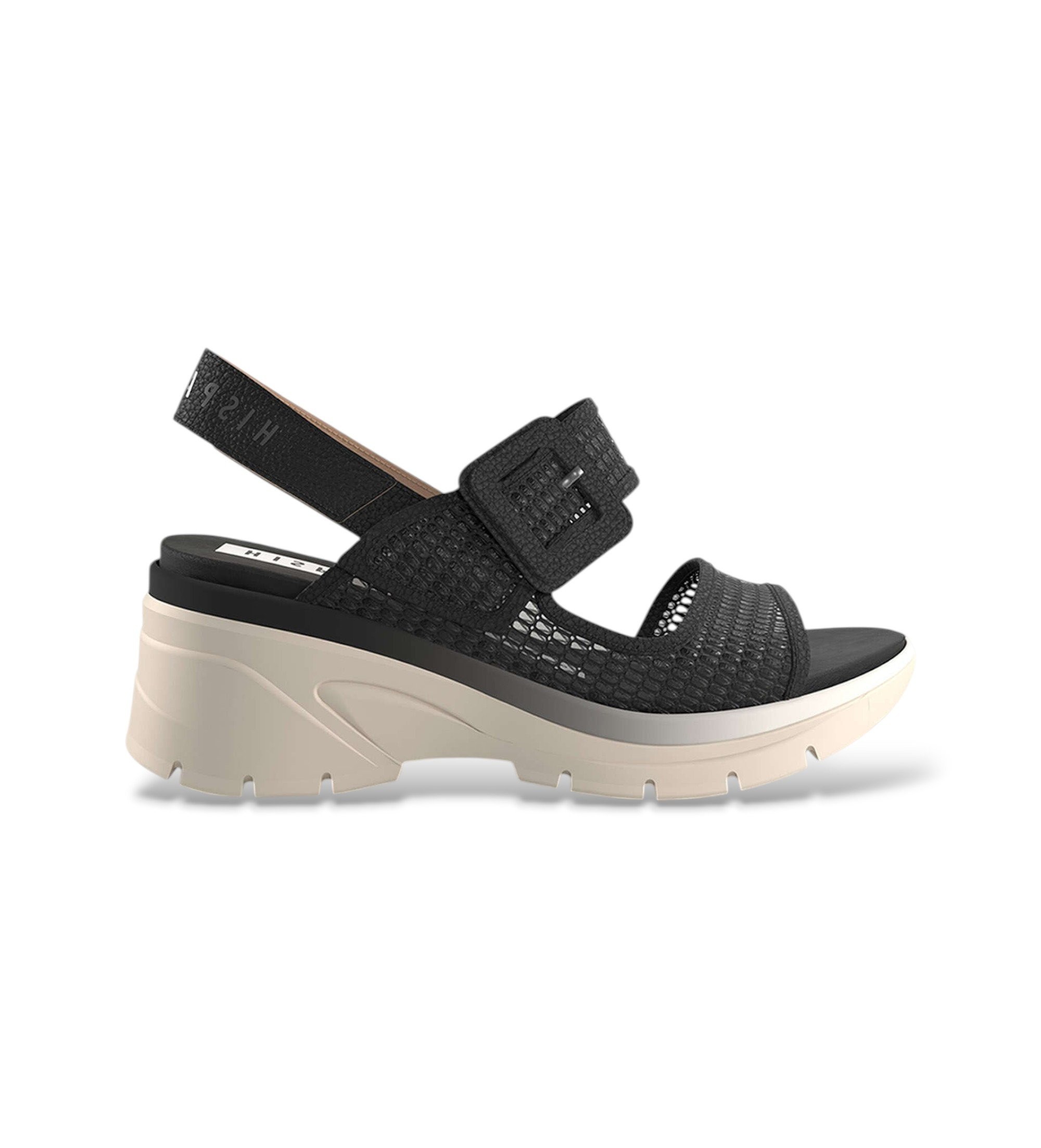 Hispanitasvoor vrouwen. HV264636 Sandalen van zwarte ceder (41), 3 tot 5 cm, Gesp, Casual
