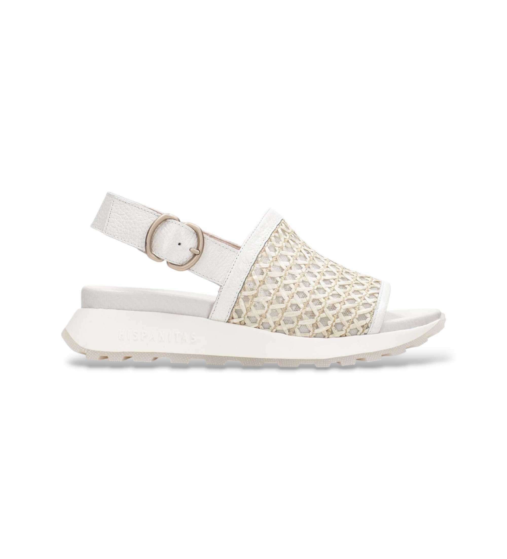 Hispanitas für Damen. RHV264757 Sandalen Ambar off-white (37), Leder, Weiß, 3 bis 5 cm, Schnalle, Lässig