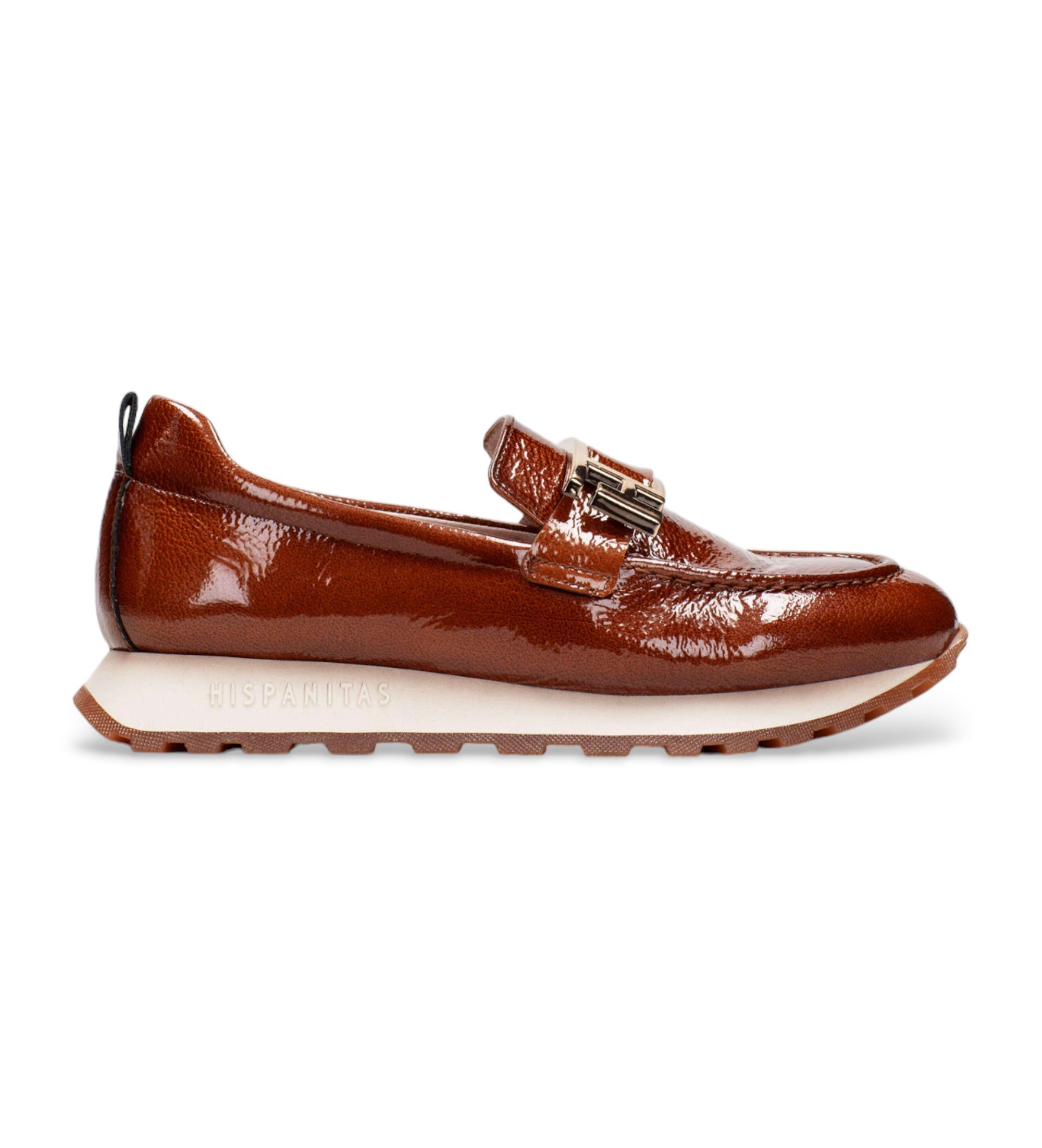 Hispanitas für Damen. HI243621 Braune Freizeit-Loafer aus Leder (38), 3 bis 5 cm, Keine, Lässig