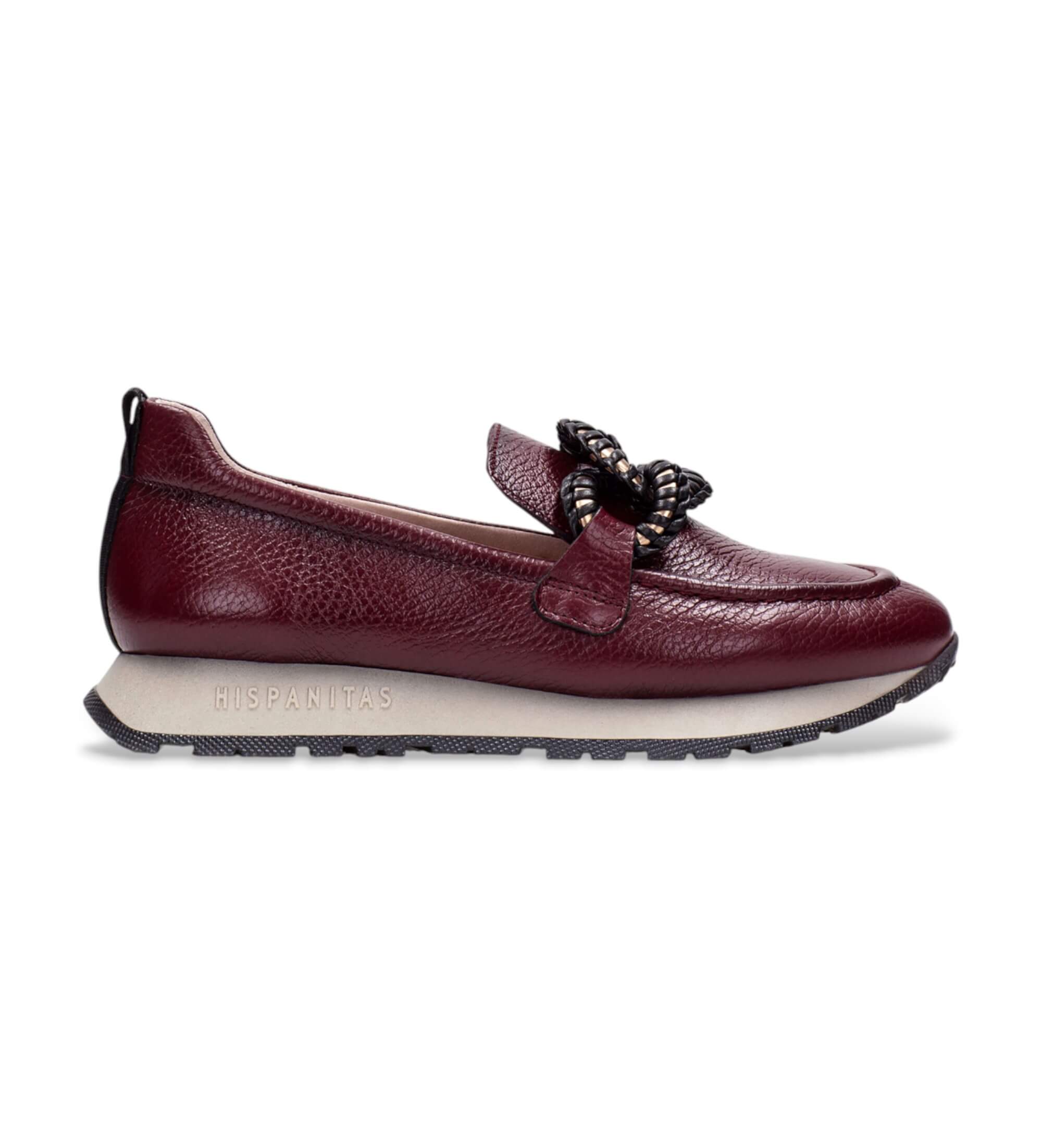 Hispanitas für Damen. HI254238 Leder Mokassins Kansas Bolero burgundy (39), Wohnung, 1 bis 3 cm, Keine, Lässig, Bordeaux