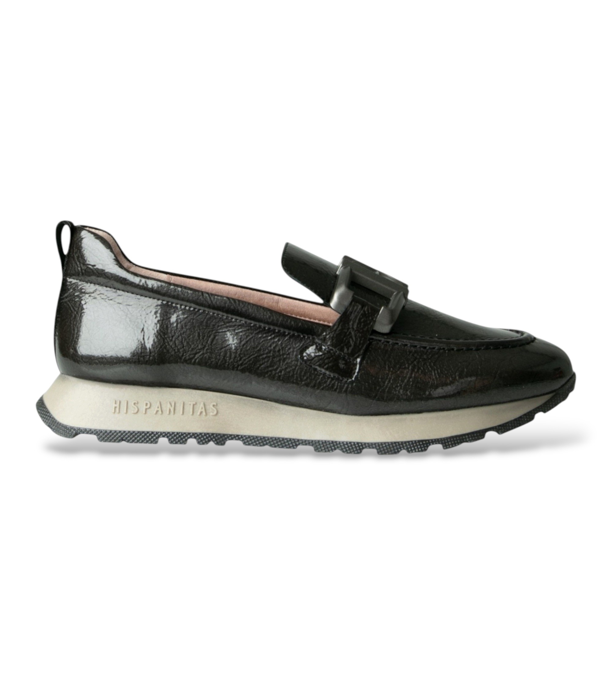 Hispanitas für Damen. HI254386 Kansas I25 Mokassins aus Leder, grau (41), 3 bis 5 cm, Keine, Lässig, Lackleder