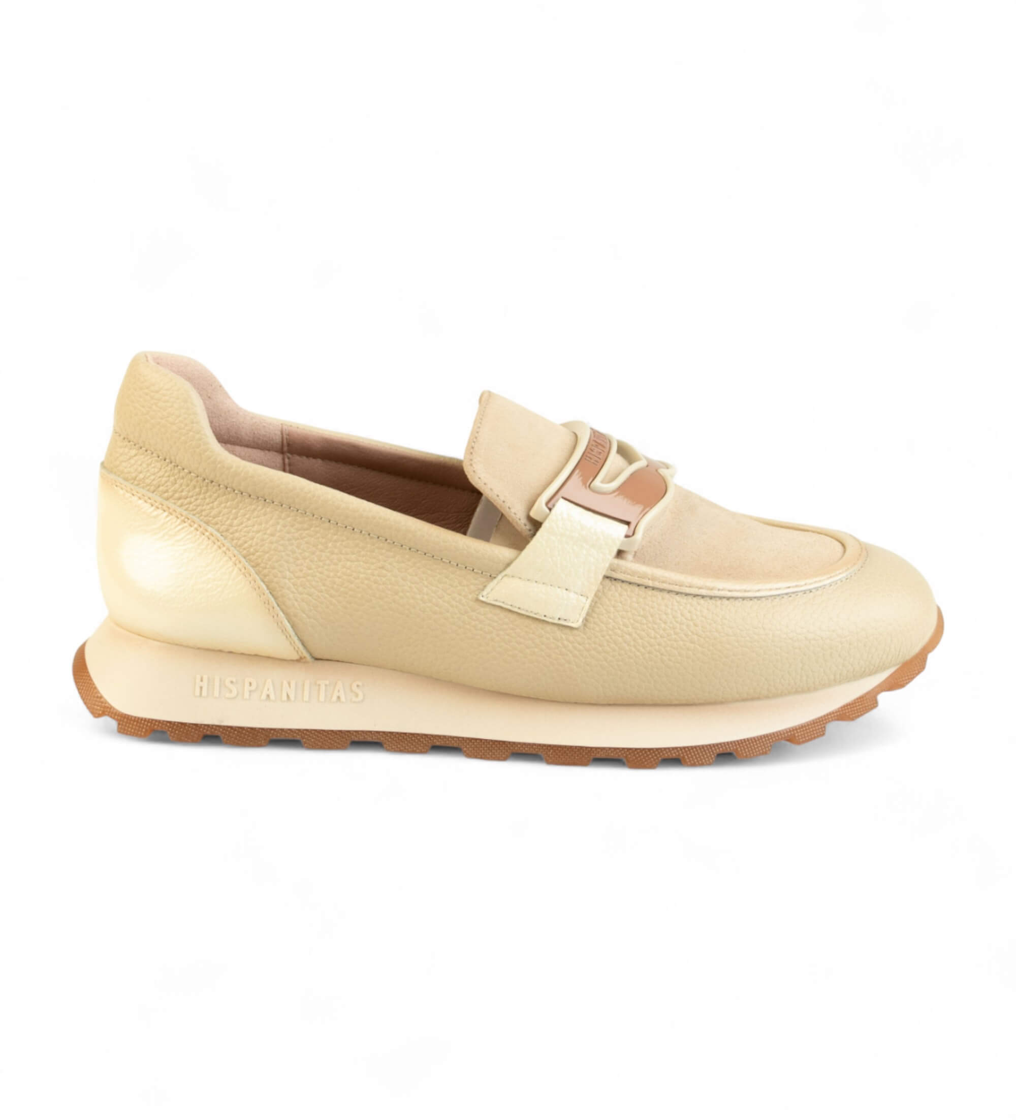 Hispanitas für Damen. HI243720 Sportliche beigefarbene Leder-Slipper (41), Wohnung, Keine, Lässig