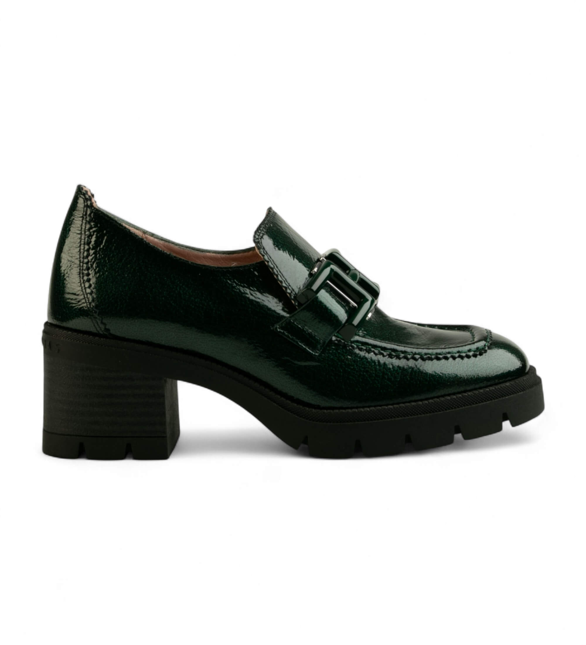 Hispanitas für Damen. HI243604 Grüne Track-Leder-Mokassins (39), 3 bis 5 cm, Keine, Lässig, Party, Klassisch