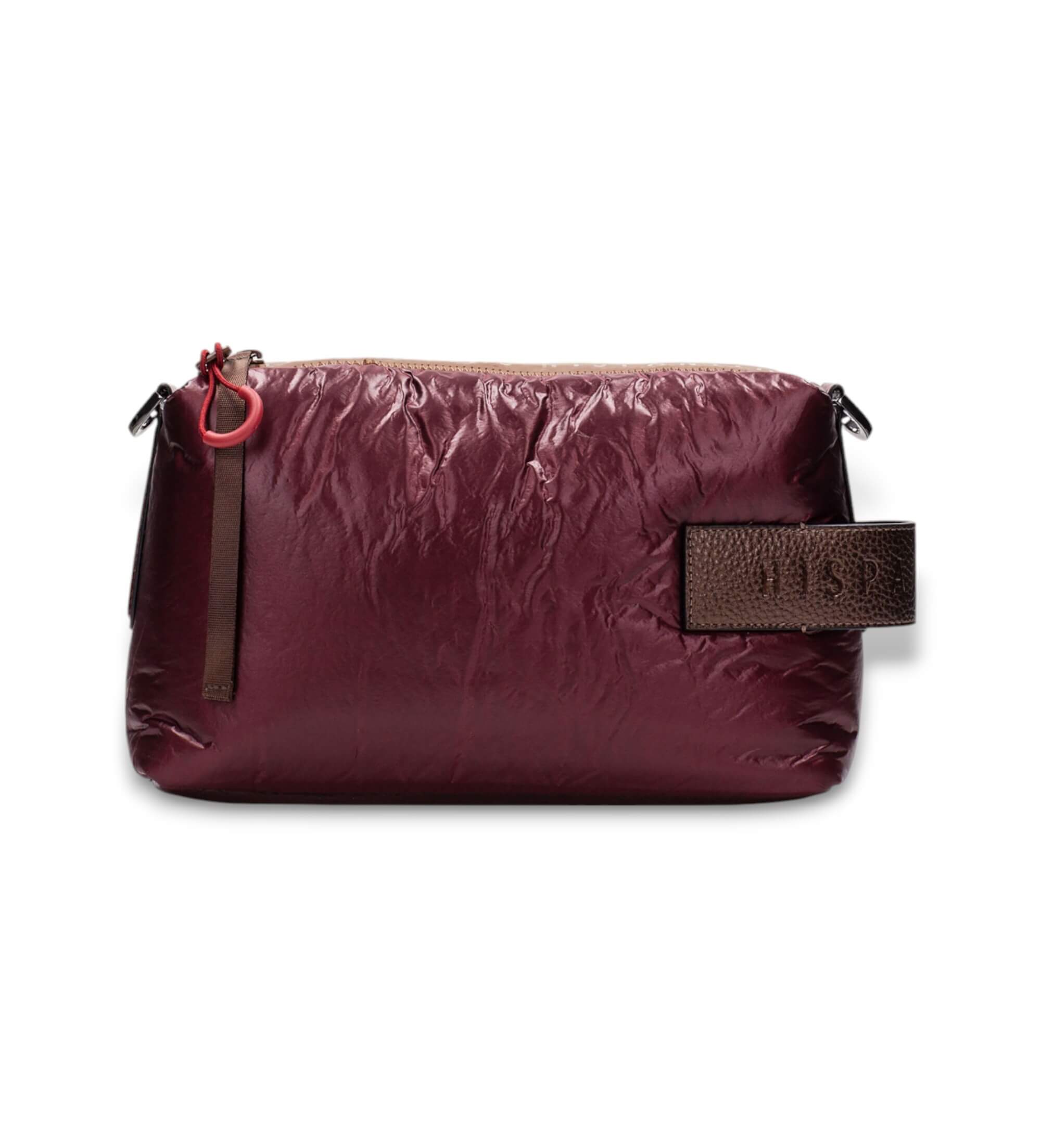 Hispanitas für Damen. BI254151 Genarbte burgunderfarbene Tasche (OSFA), Lässig, Polyurethan, Bordeaux
