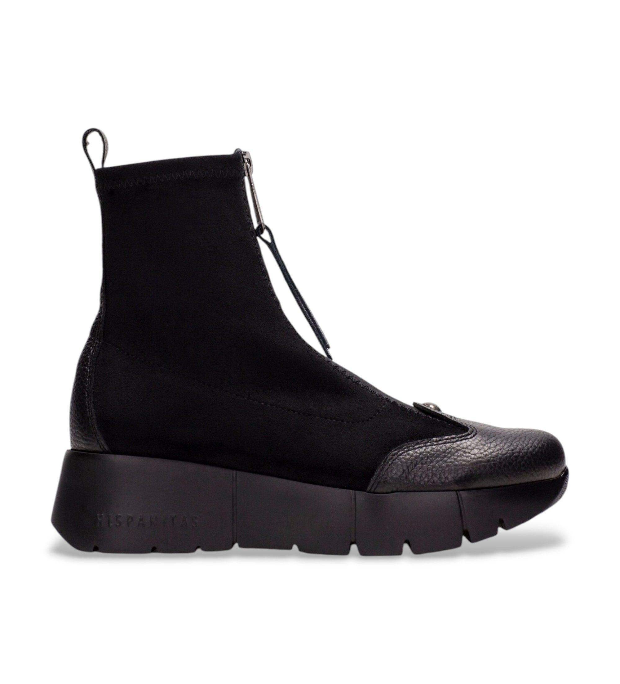 Hispanitasvoor vrouwen. HI265104 Zwarte Montana lederen enkellaarsjes (41), Leer, 3 tot 5 cm, Ritssluiting, Casual