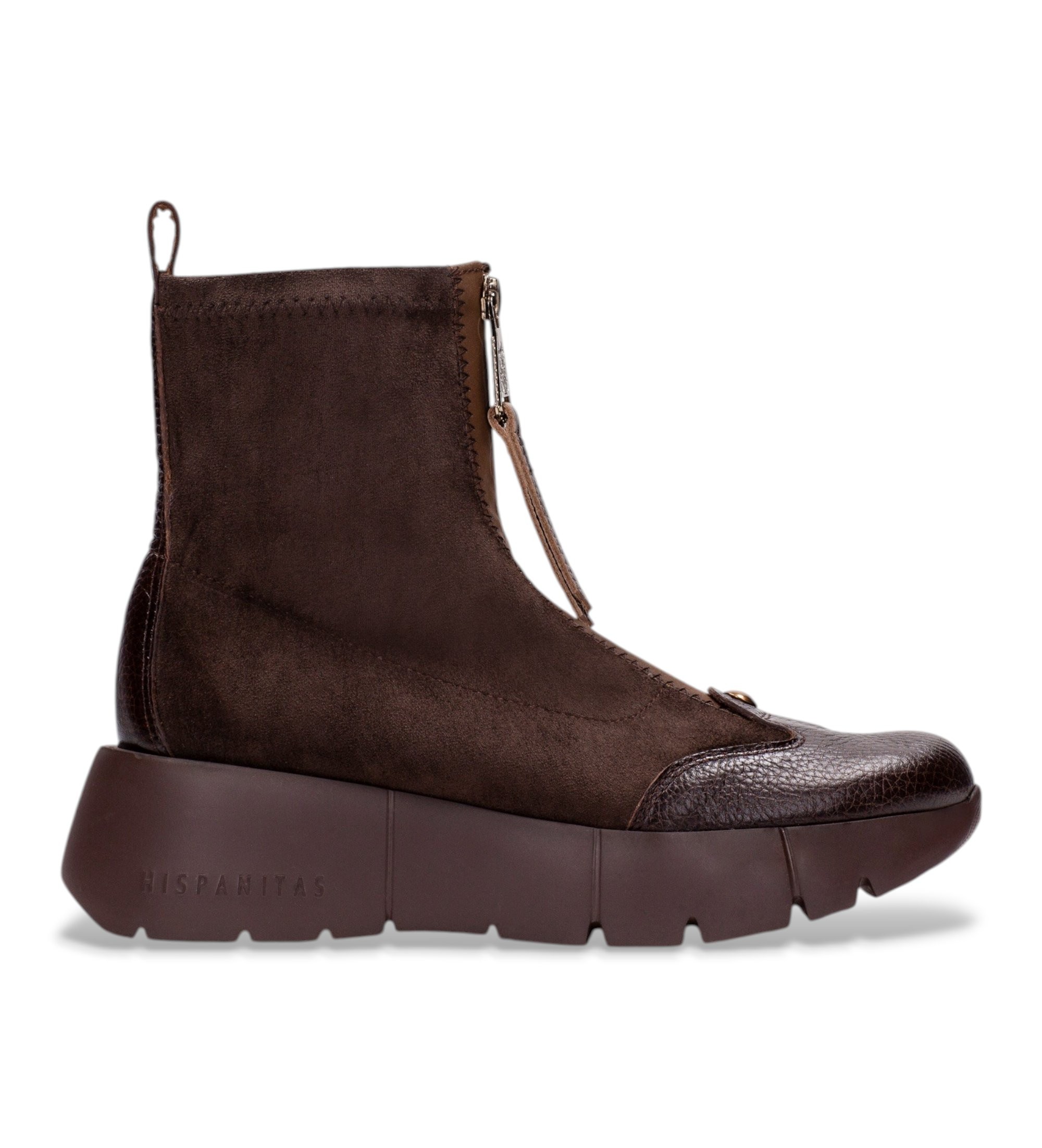 Hispanitasvoor vrouwen. HI265104 Bruine Montana leren laarzen (36), Leer, 3 tot 5 cm, Ritssluiting, Casual