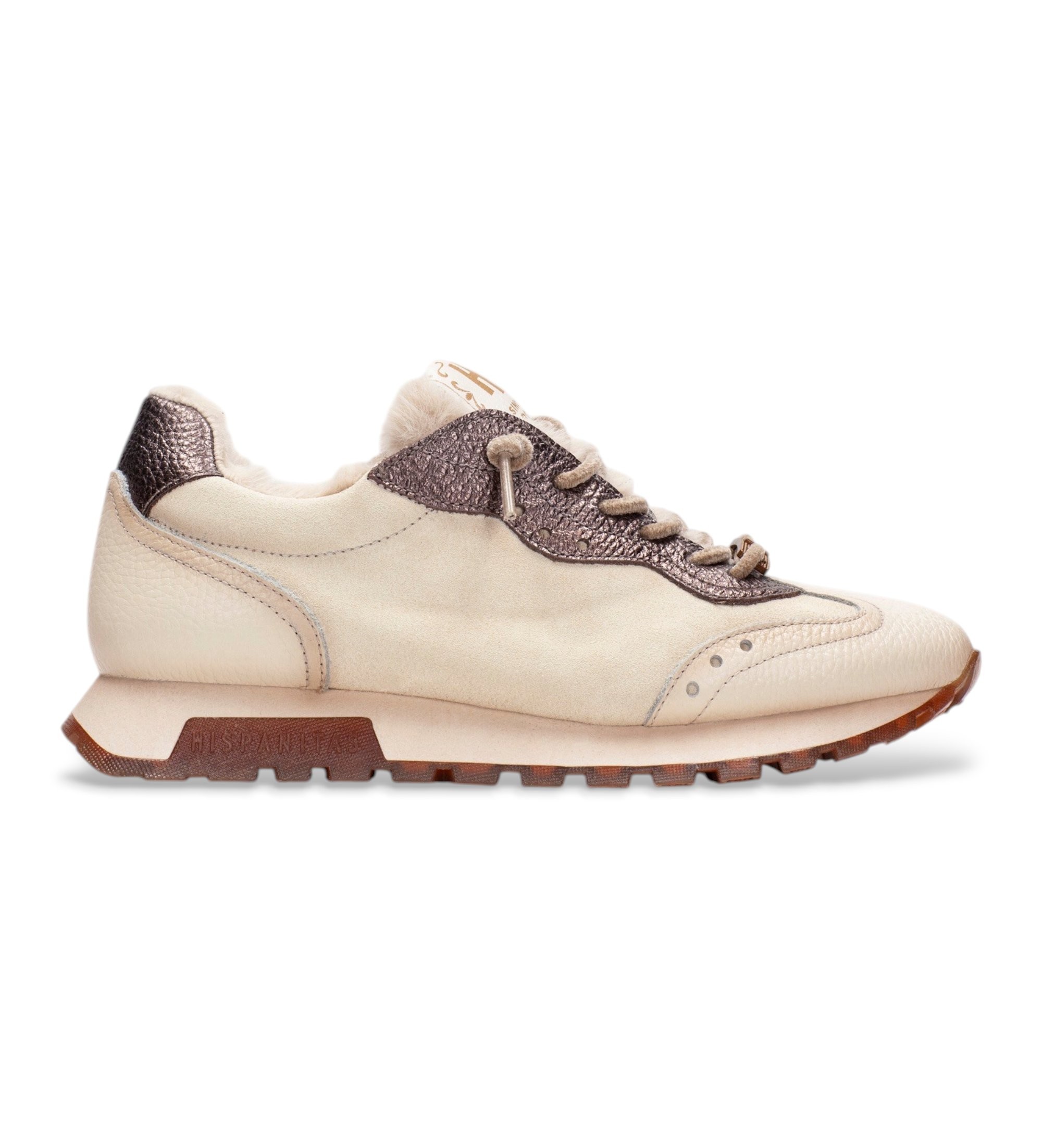 Hispanitas für Damen. PHI265160 Beige Oregon Lederschuhe (38), 1 bis 3 cm, Schnürsenkel, Lässig