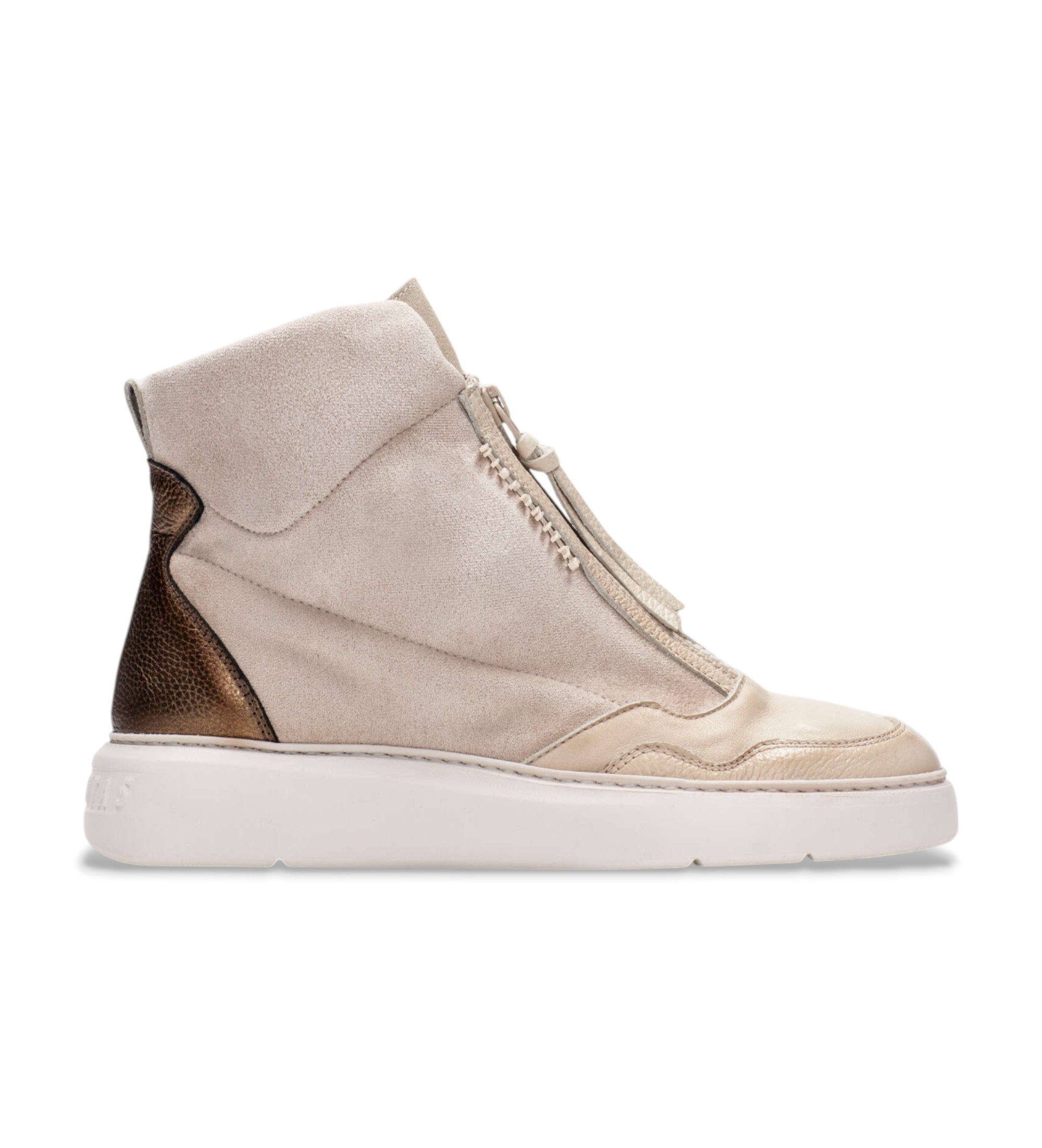 Hispanitas für Damen. HI243654 Beige Riegel Leder Turnschuhe (36), Wohnung, Reißverschluss, Lässig