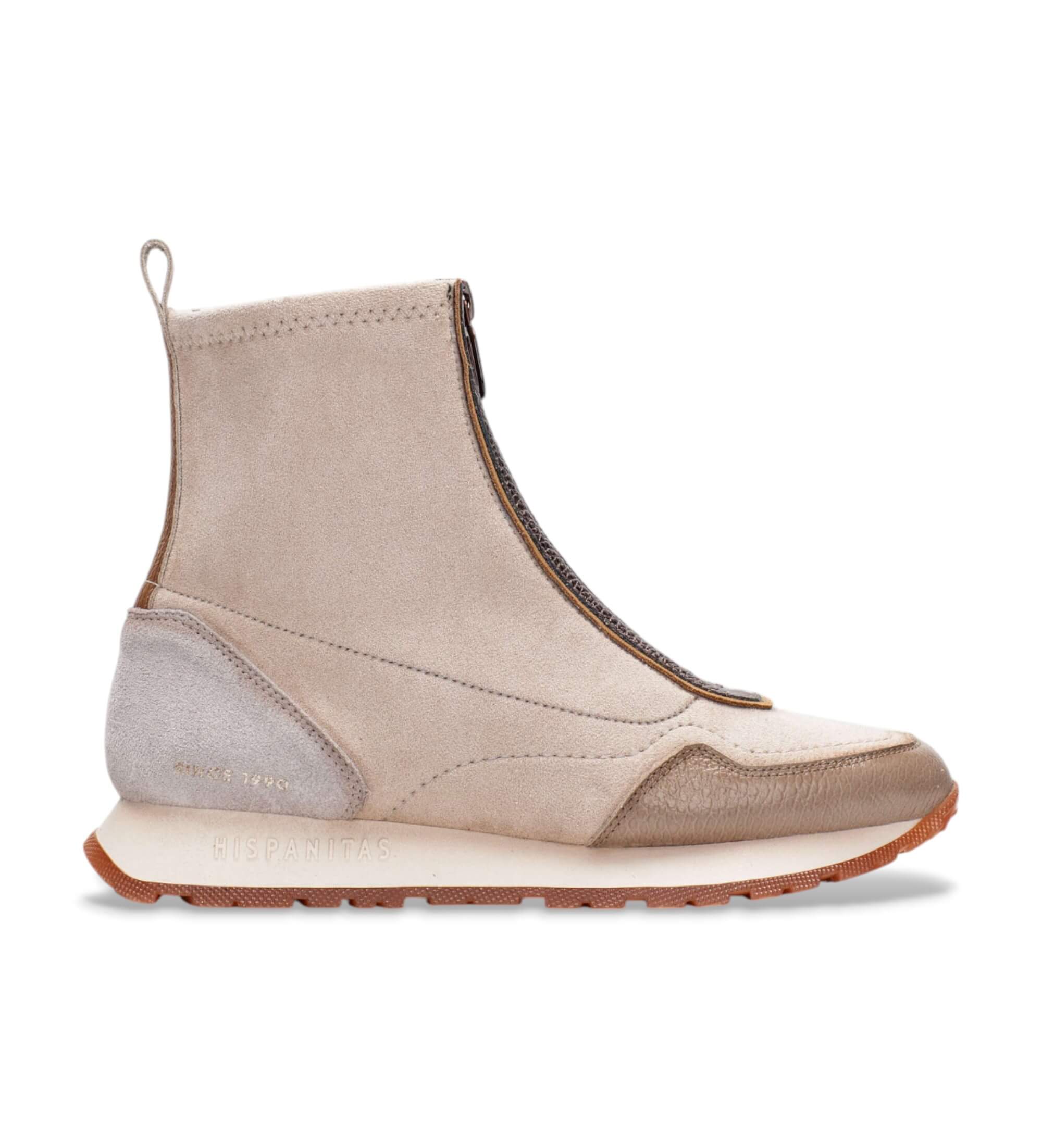 Hispanitas für Damen. HI254354 Leder Turnschuhe Kansas beige (41), Wohnung, Reißverschluss, Lässig