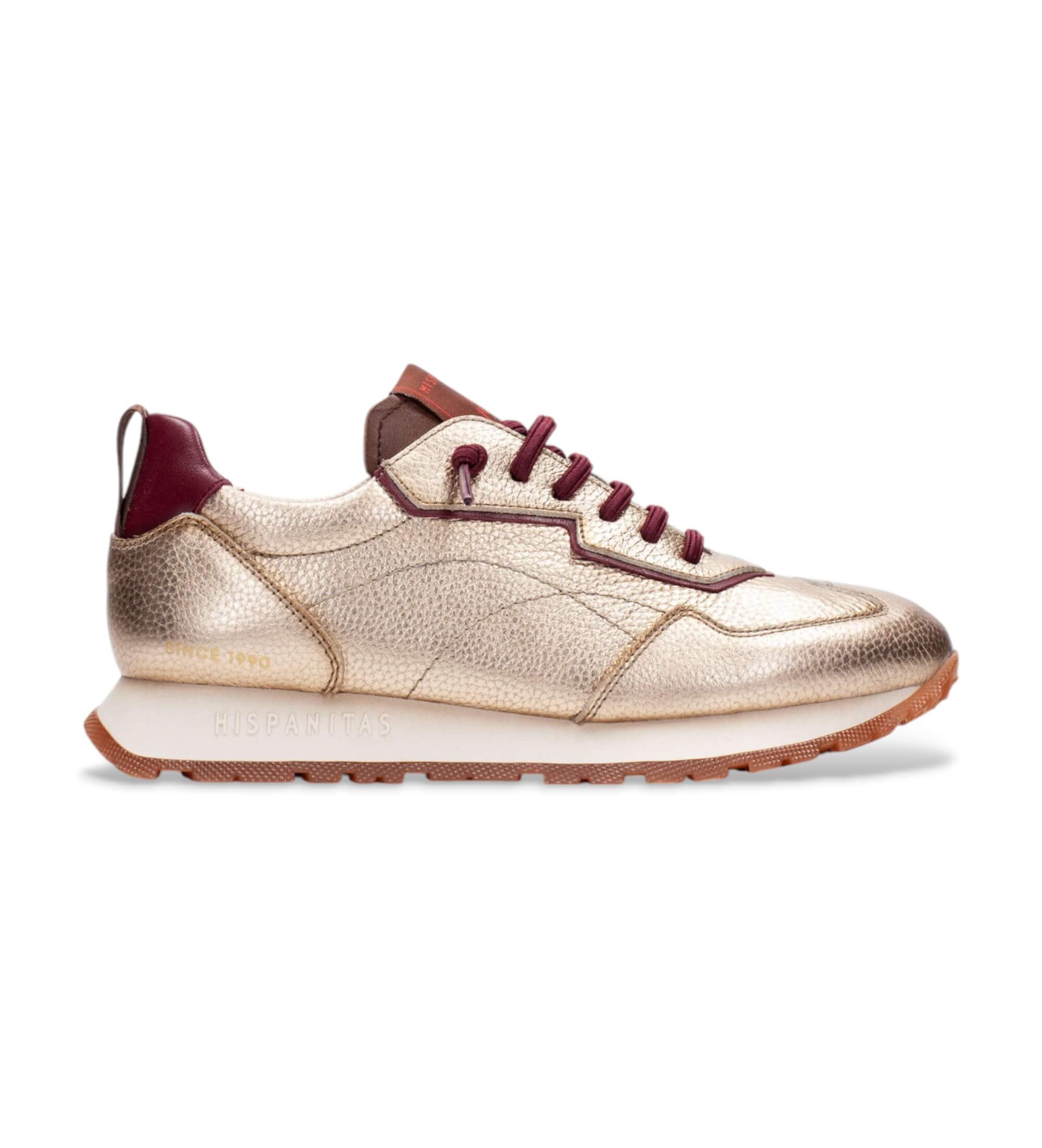 Hispanitas für Damen. CHI254312 Leder Turnschuhe Kansas Bolmet gold (36), Wohnung, 1 bis 3 cm, Schnürsenkel, Lässig