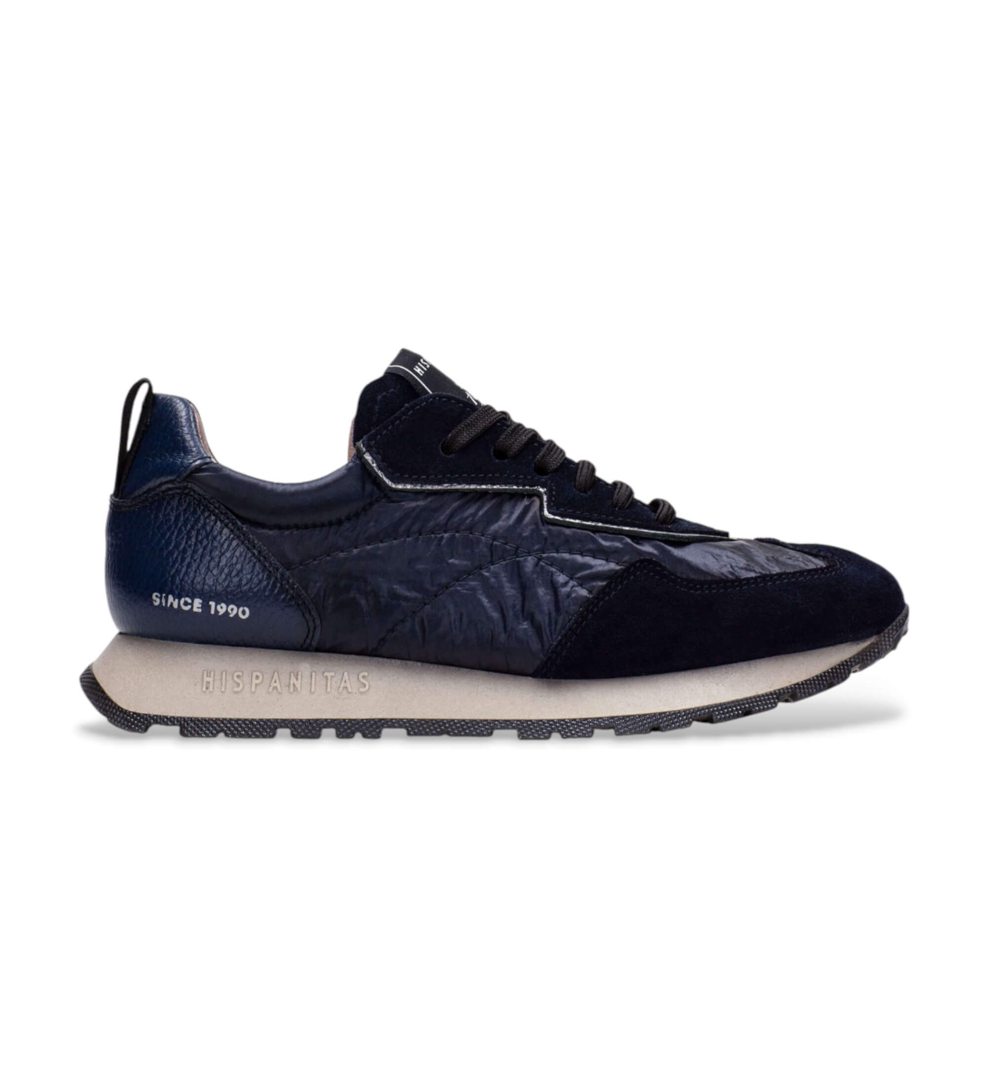Hispanitas für Damen. HI254209 Leder Turnschuhe Kansas navy (36), Wohnung, 1 bis 3 cm, Schnürsenkel, Lässig, Marine