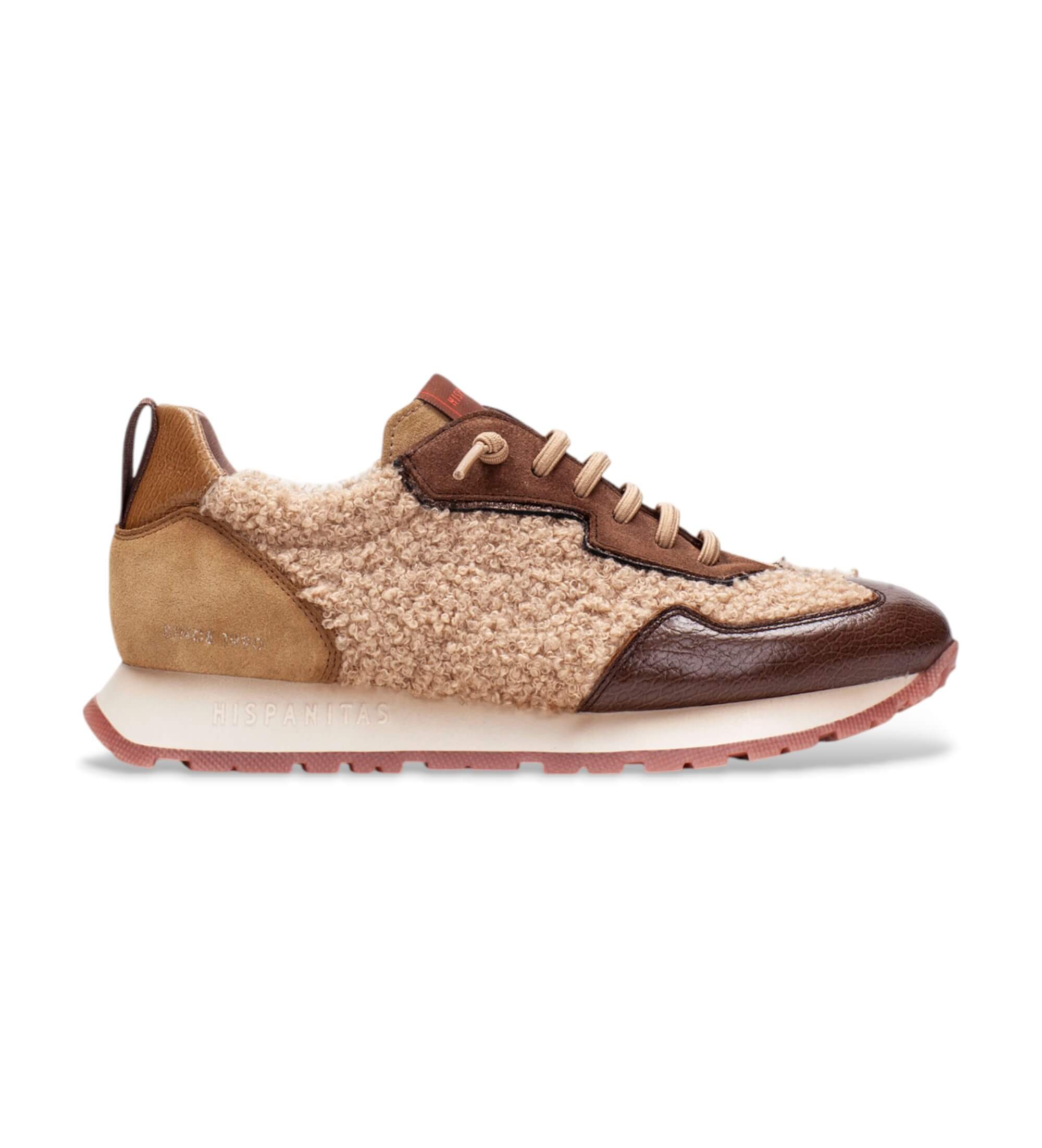 Hispanitas für Damen. HI254209 Braune Kansas Leder Turnschuhe (36), Wohnung, 1 bis 3 cm, Schnürsenkel, Lässig