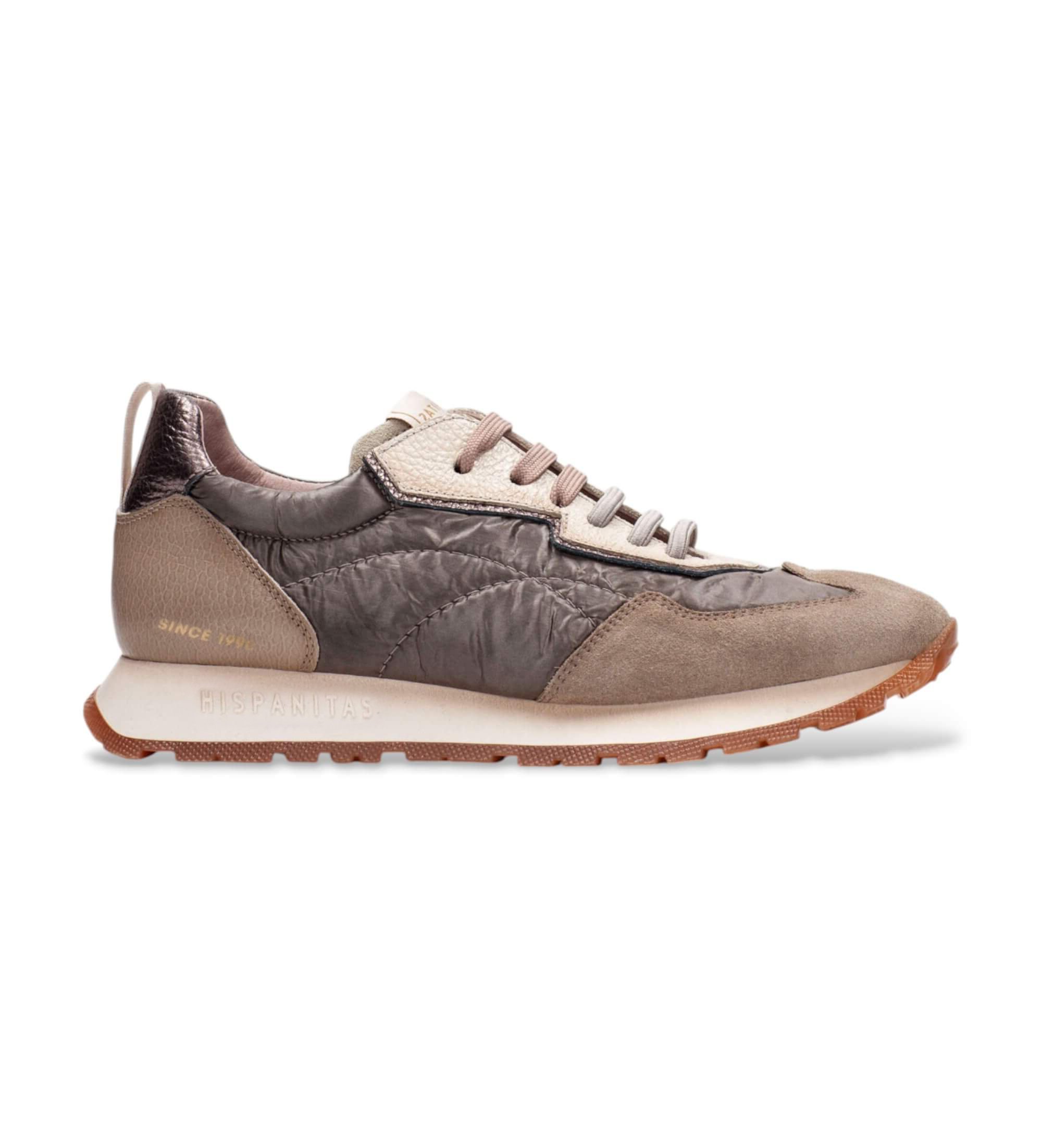 Hispanitas für Damen. HI254209 Braune Kansas Leder Turnschuhe (37), Wohnung, 1 bis 3 cm, Schnürsenkel, Lässig