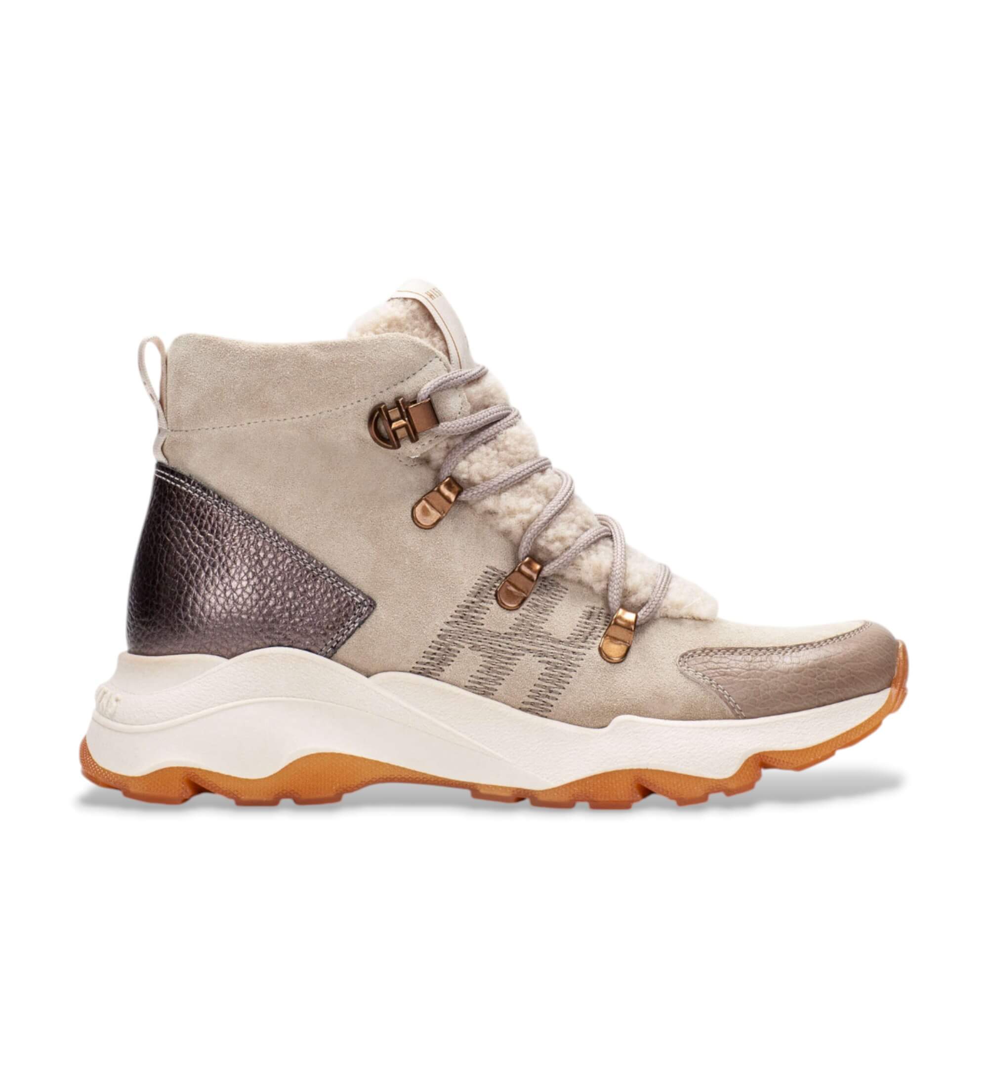 Hispanitas für Damen. HI254371 Leder Turnschuhe Nepal beige (40), Wohnung, 1 bis 3 cm, Schnürsenkel, Lässig