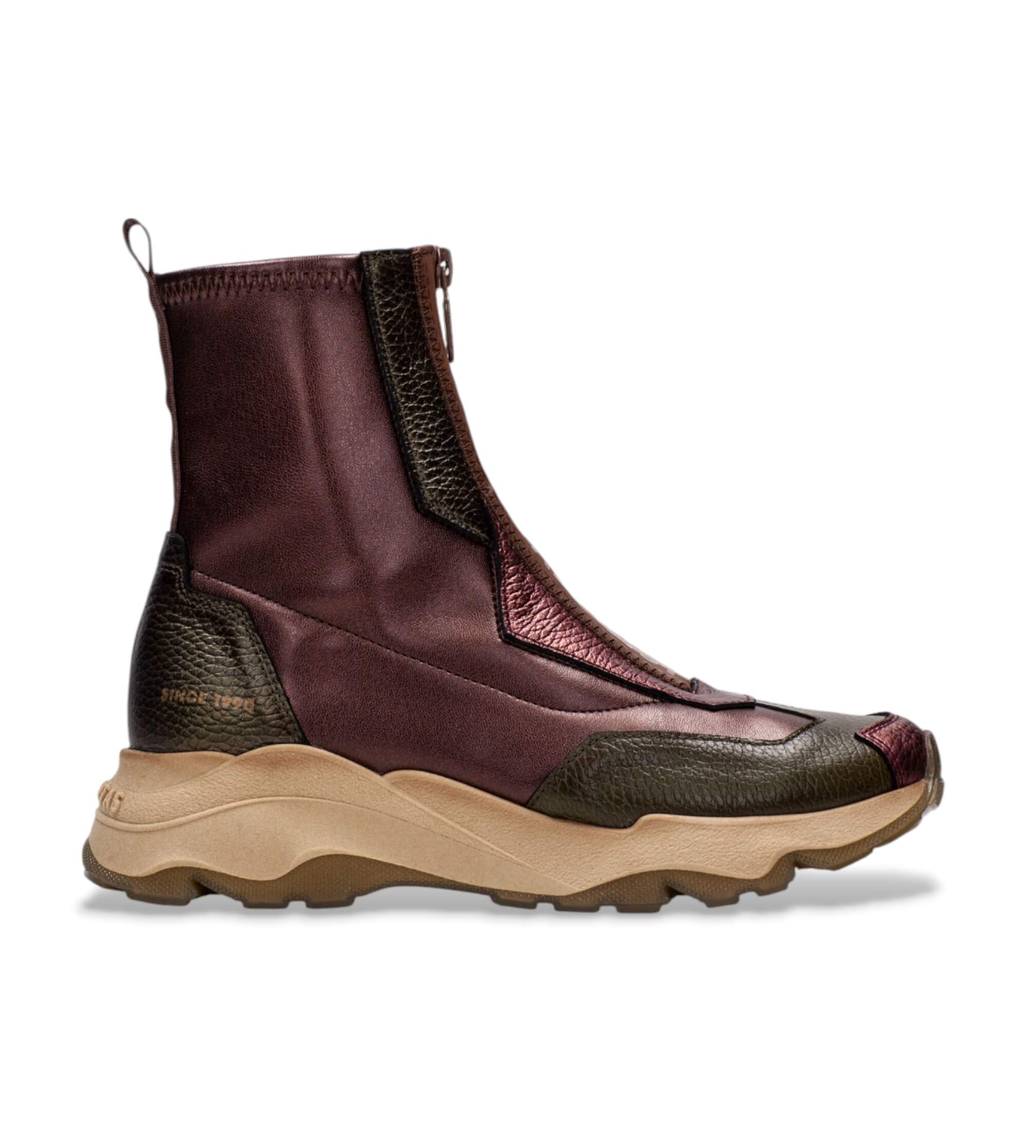 Hispanitas für Damen. CHI254321 Leder Turnschuhe Nepal Bolmet burgundy (37), 3 bis 5 cm, Reißverschluss, Lässig, Bordeaux