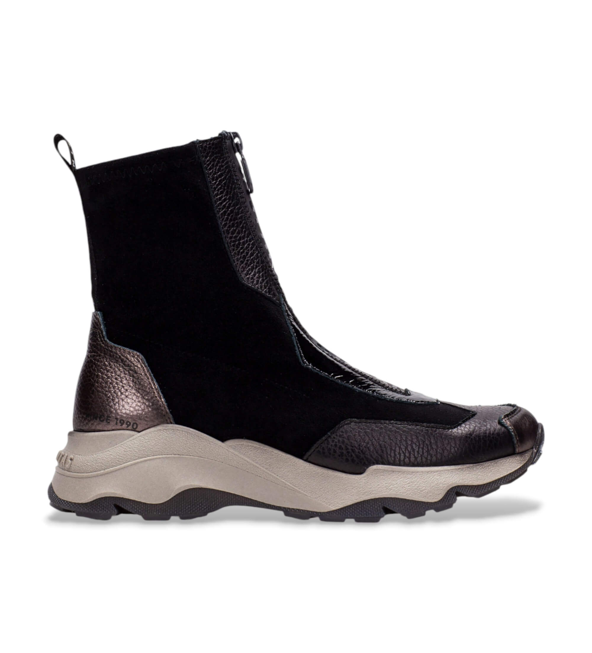 Hispanitas für Damen. CHI254321 Leder Turnschuhe Nepal Bolmet schwarz (40), 3 bis 5 cm, Reißverschluss, Lässig