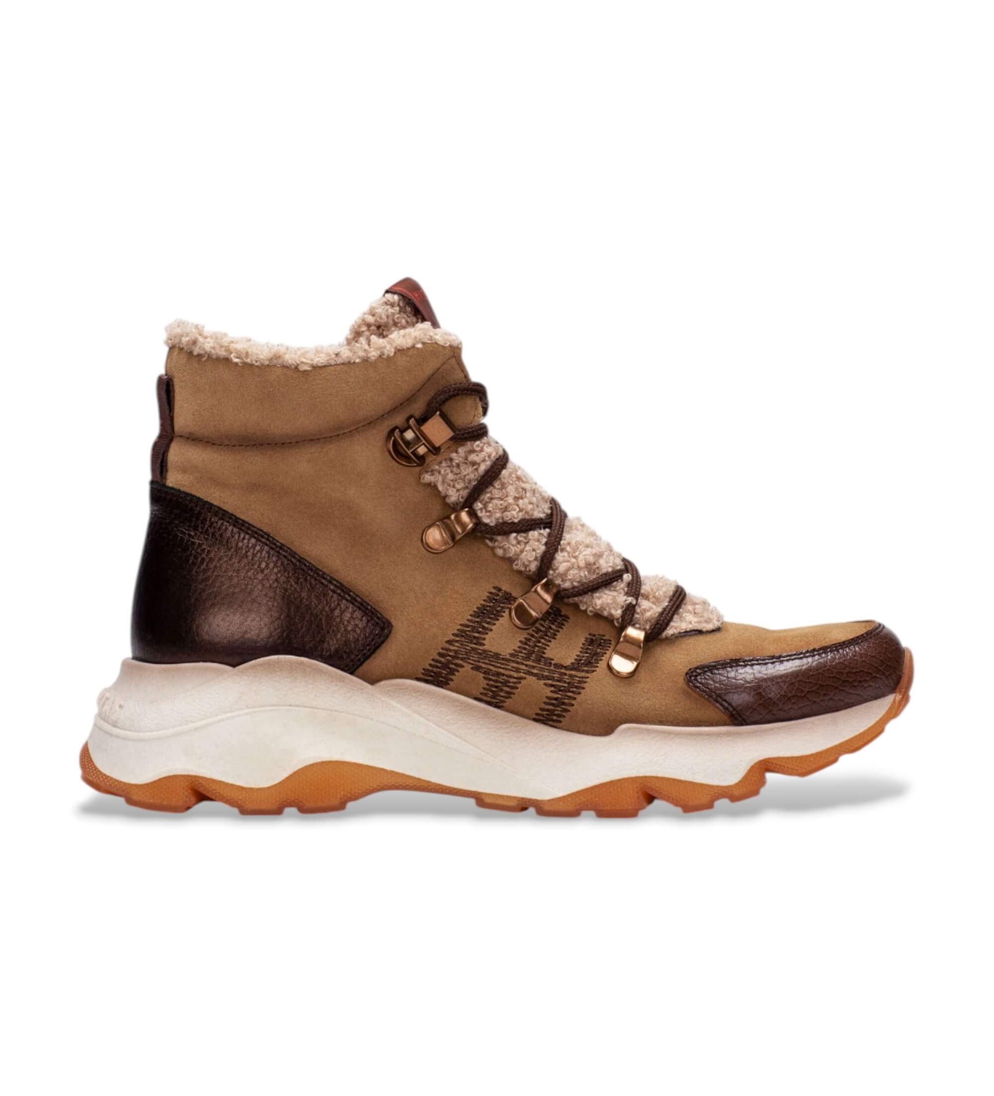 Hispanitas für Damen. HI254371 Braune Nepal Leder Turnschuhe (40), Wohnung, 1 bis 3 cm, Schnürsenkel, Lässig