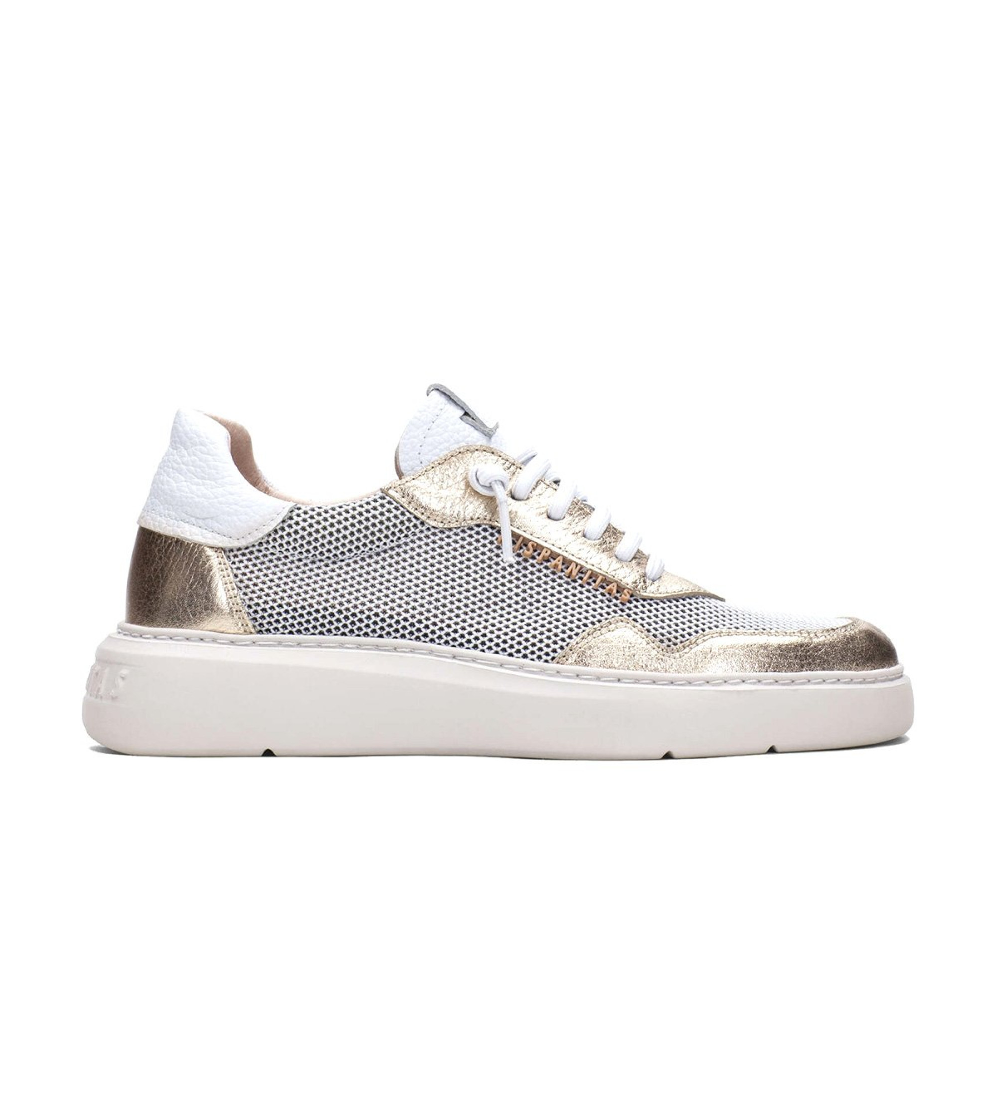 Hispanitas für Damen. HV243412 Turnschuhe Ozeanien gold (37), Leder, Wohnung, Schnürsenkel, Lässig