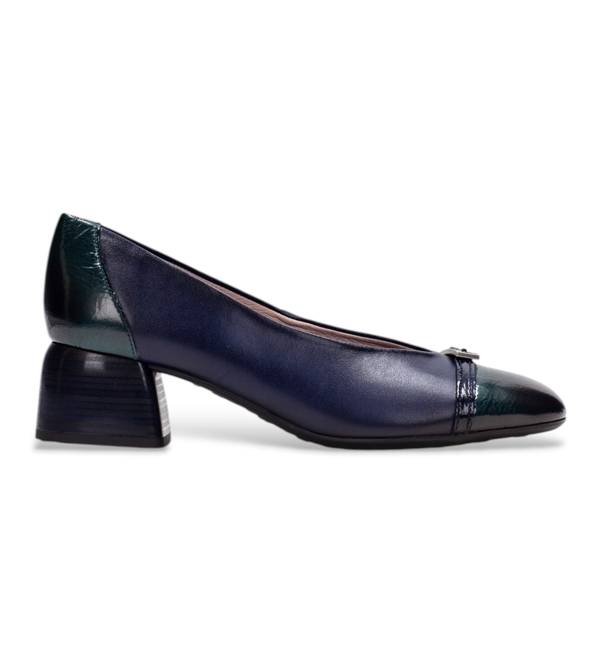 Hispanitas für Damen. BHI264922 Marine Leder-Schuhe Varsovia (41), 1 bis 3 cm, Schnalle, Lässig