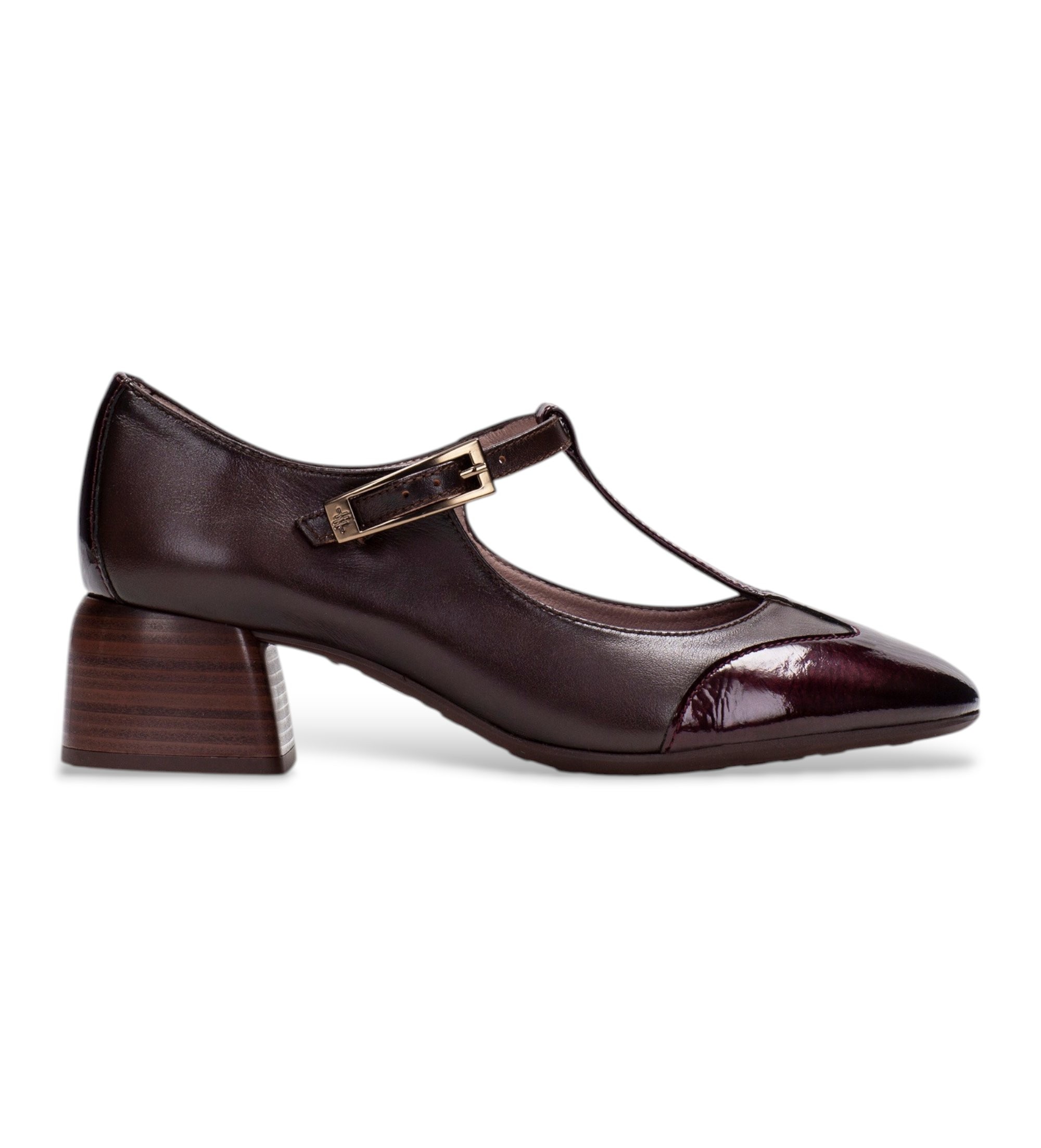 Hispanitas für Damen. BHI265094 Schuhe aus Leder Warschau bordeauxrot (36), 1 bis 3 cm, Schnalle, Lässig, Kastanienbraun