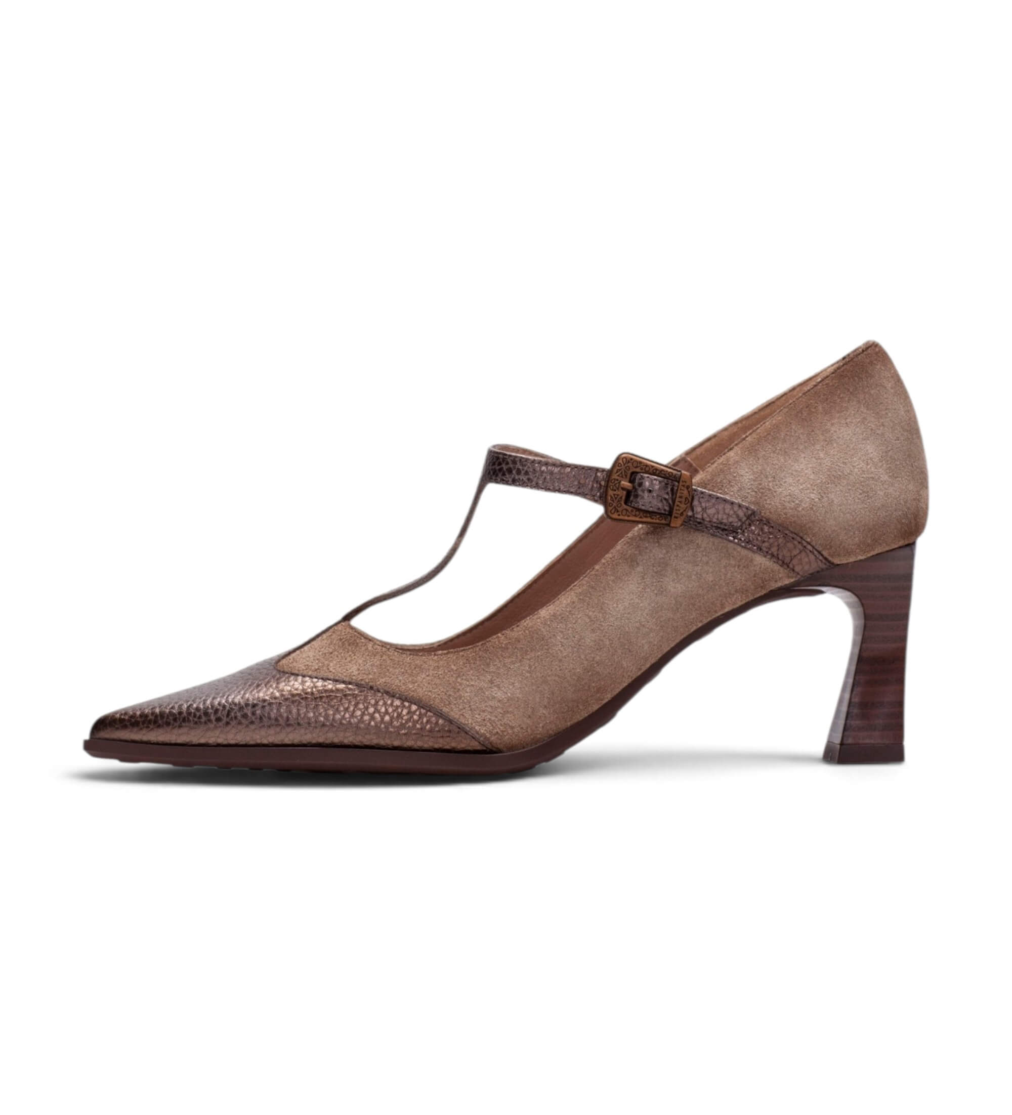 Hispanitas für Damen. HI264952 Pariser Lederschuhe taupe (40), 3 bis 5 cm, Schnalle, Lässig, Party