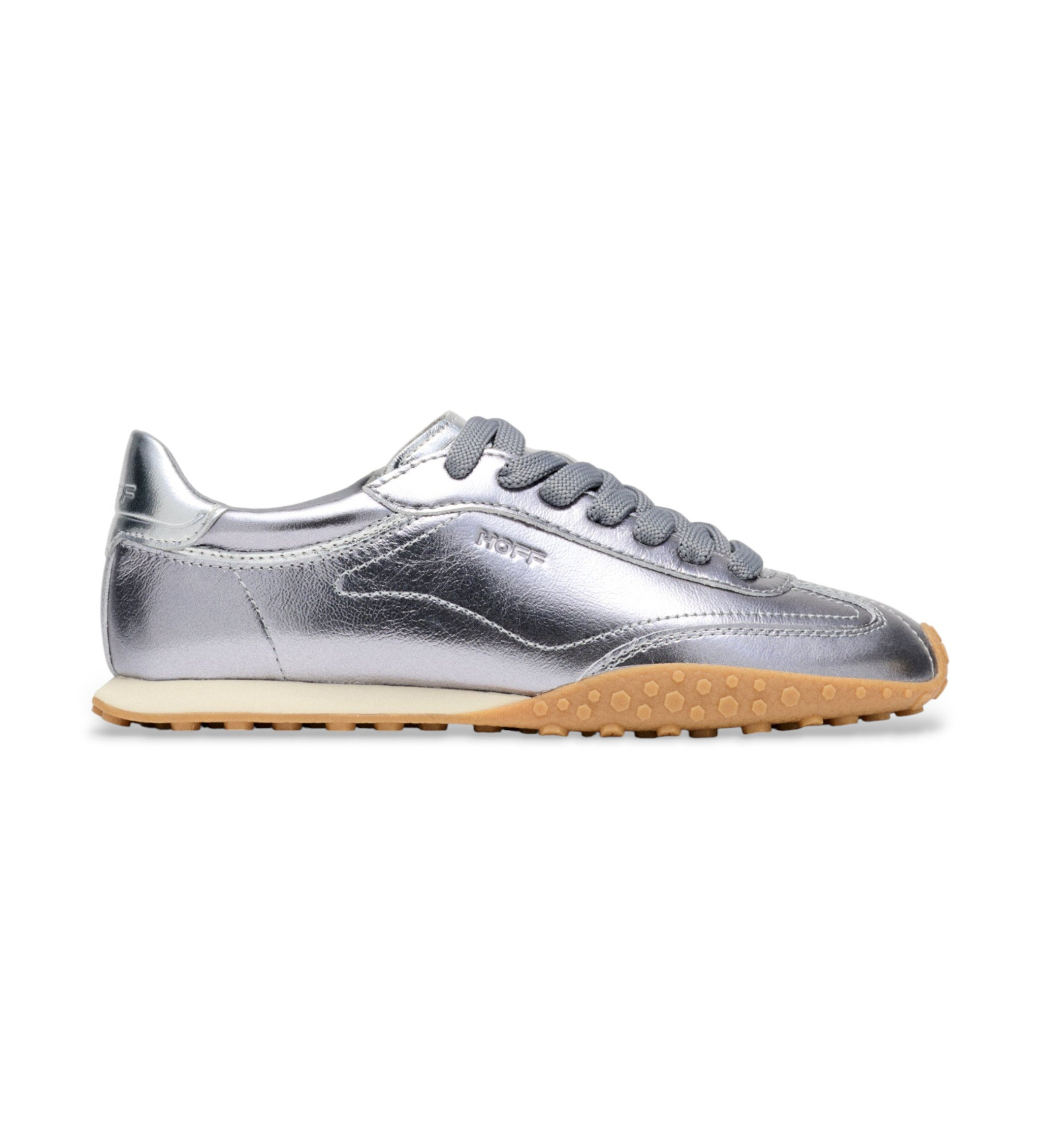 HOFF für Damen. 22561012 Bridge Metallics Silber Metallics Leder Turnschuhe (41), Wohnung, Schnürsenkel, Lässig