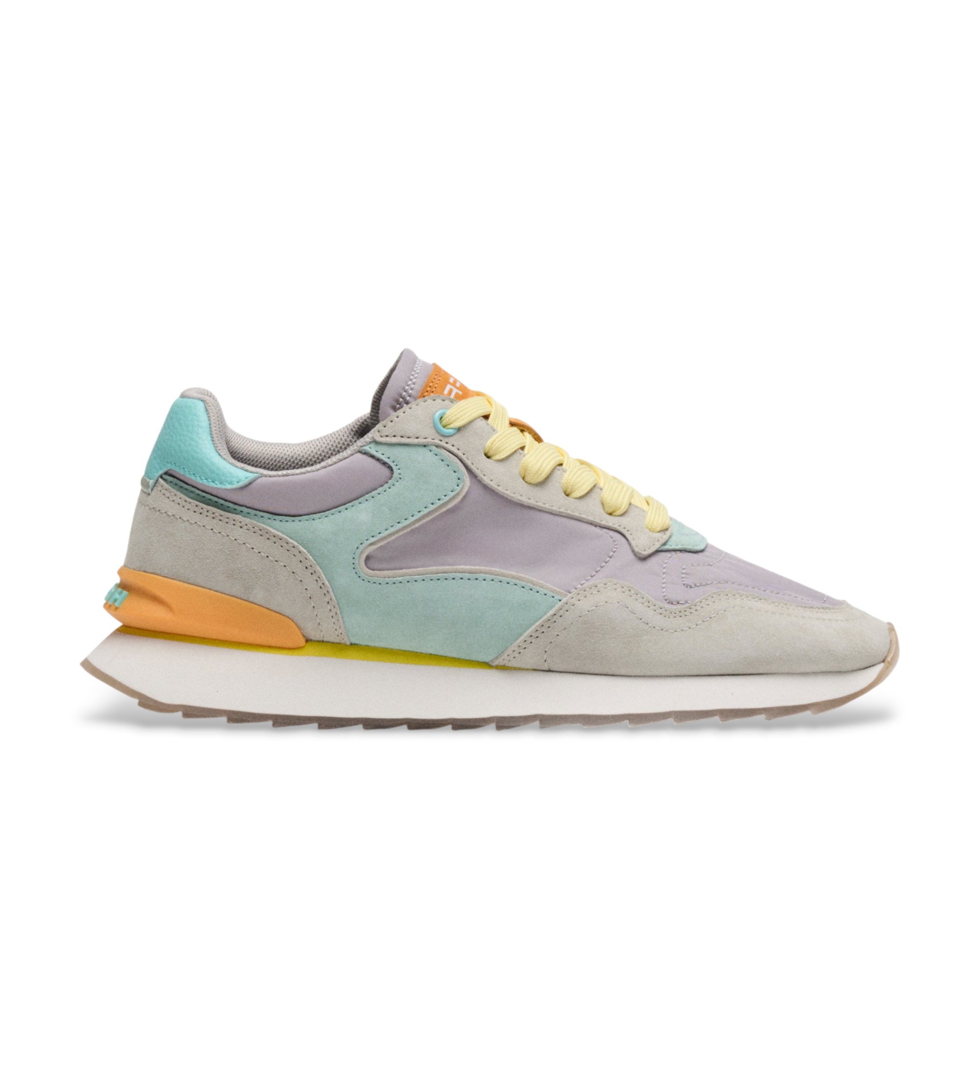 HOFF für Damen. 12602012 City Dopamine Leder Sneakers grau, lila (37), Wohnung, 1 bis 3 cm, Schnürsenkel, Lässig
