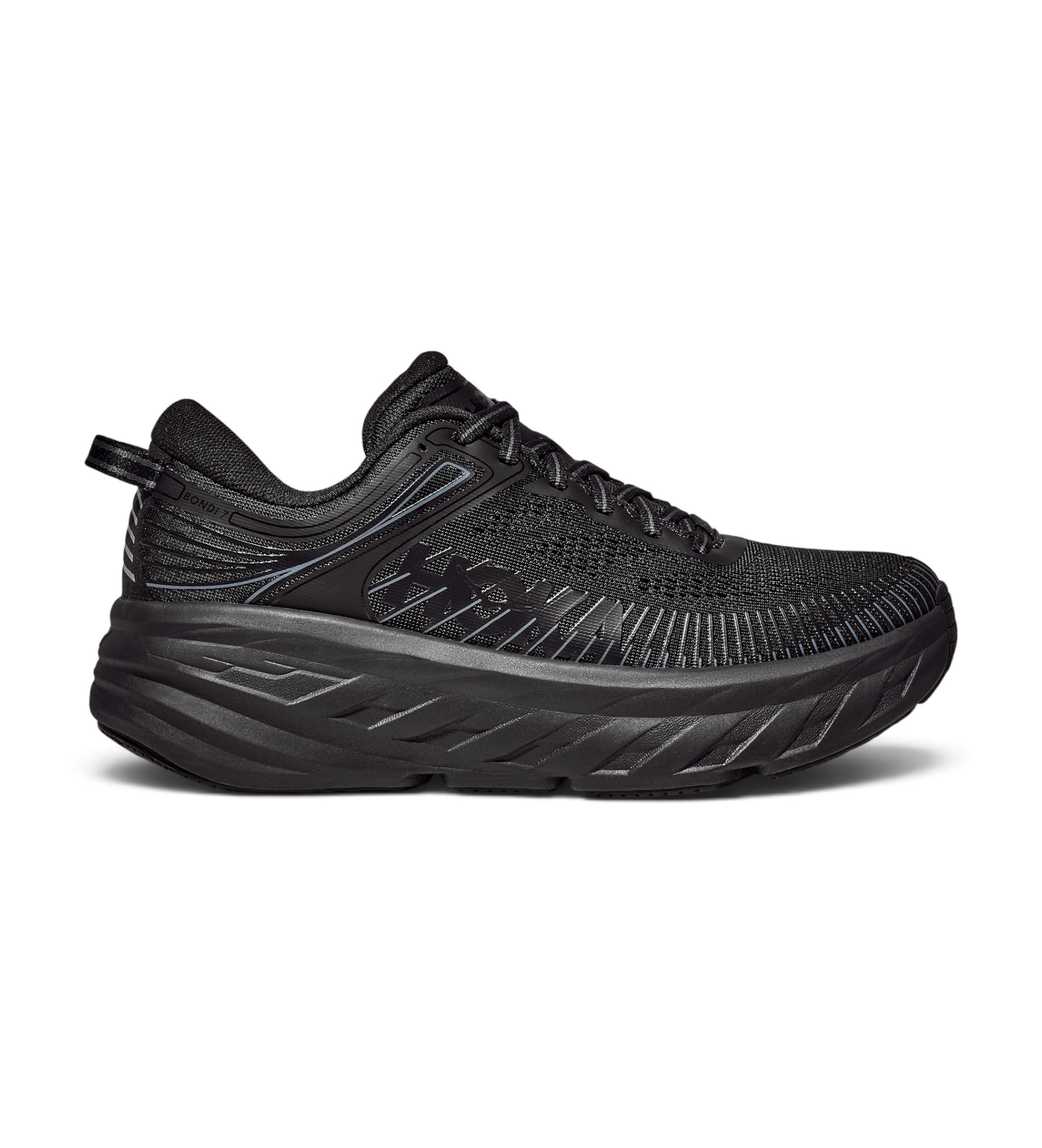 HOKA für Herren. 1110518 Bondi 7 Sneaker schwarz (46), Wohnung, 1 bis 3 cm, Schnürsenkel, Lässig, Sportlich