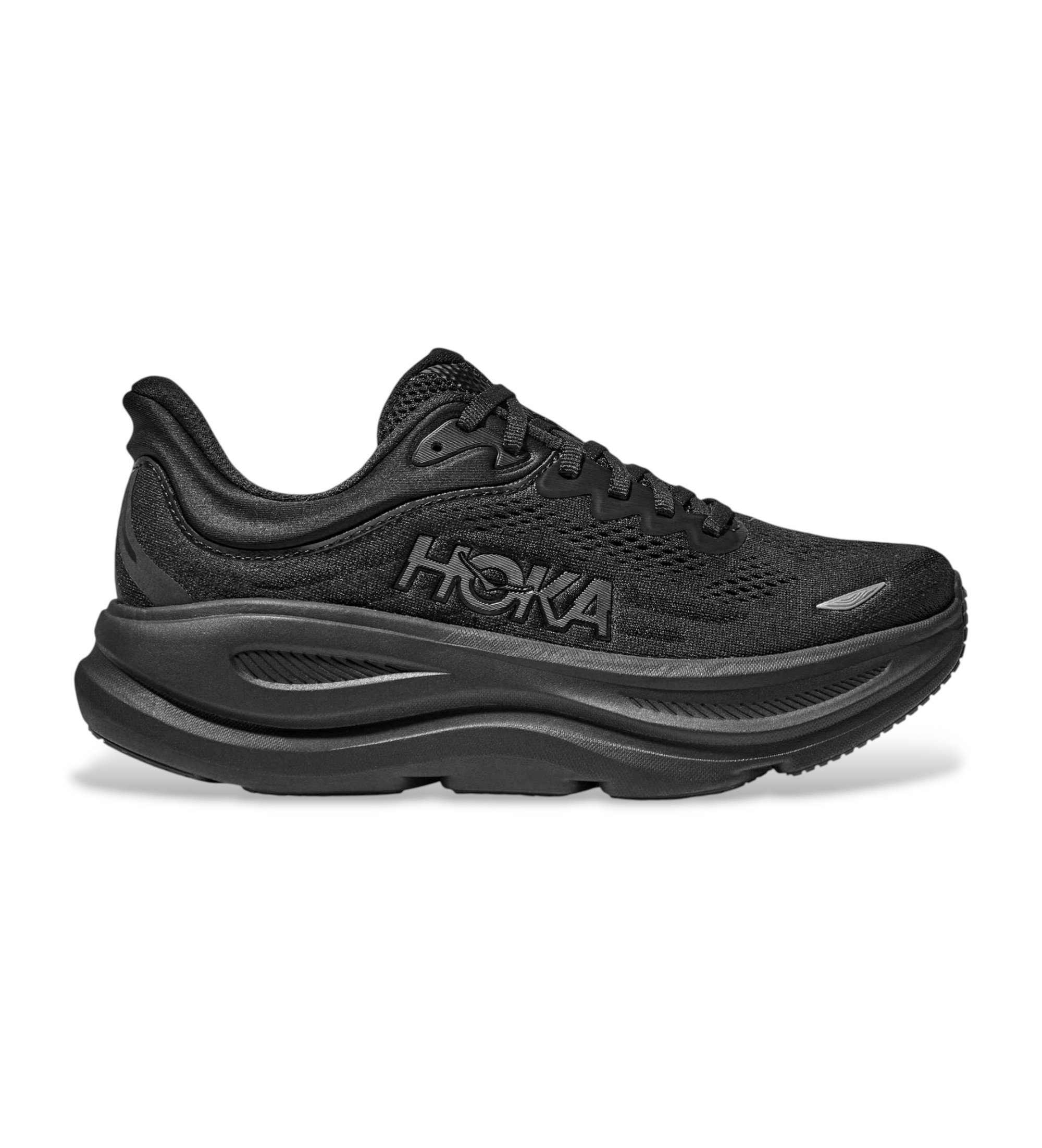 HOKA für Damen. 1162012 Turnschuhe Bondi 9 schwarz (38 2/3), 1 bis 3 cm, Schnürsenkel, Sportlich, Laufen, Multisport