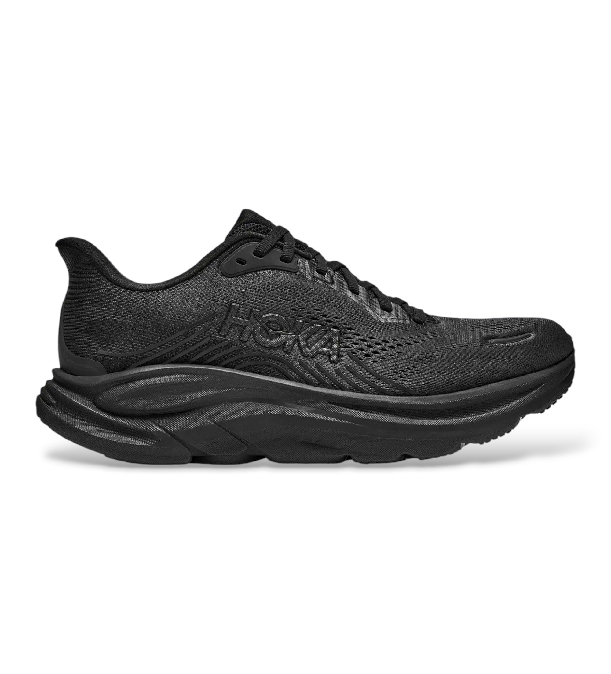 HOKA für Damen. 1176573 Clifton 11 Sneakers schwarz (38), Wohnung, 1 bis 3 cm, Schnürsenkel, Lässig, Sportlich, Multisport, Masche